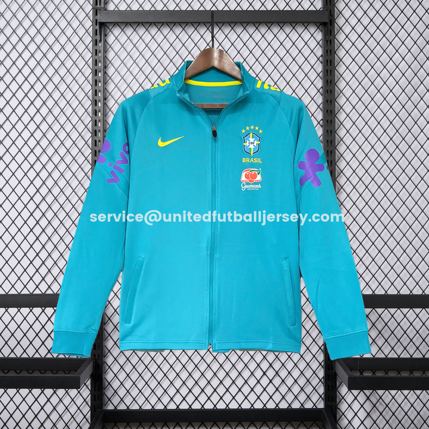 unitedfutballjersey-Retro Brazil 2022 Pre-Match Cyan Windbreaker