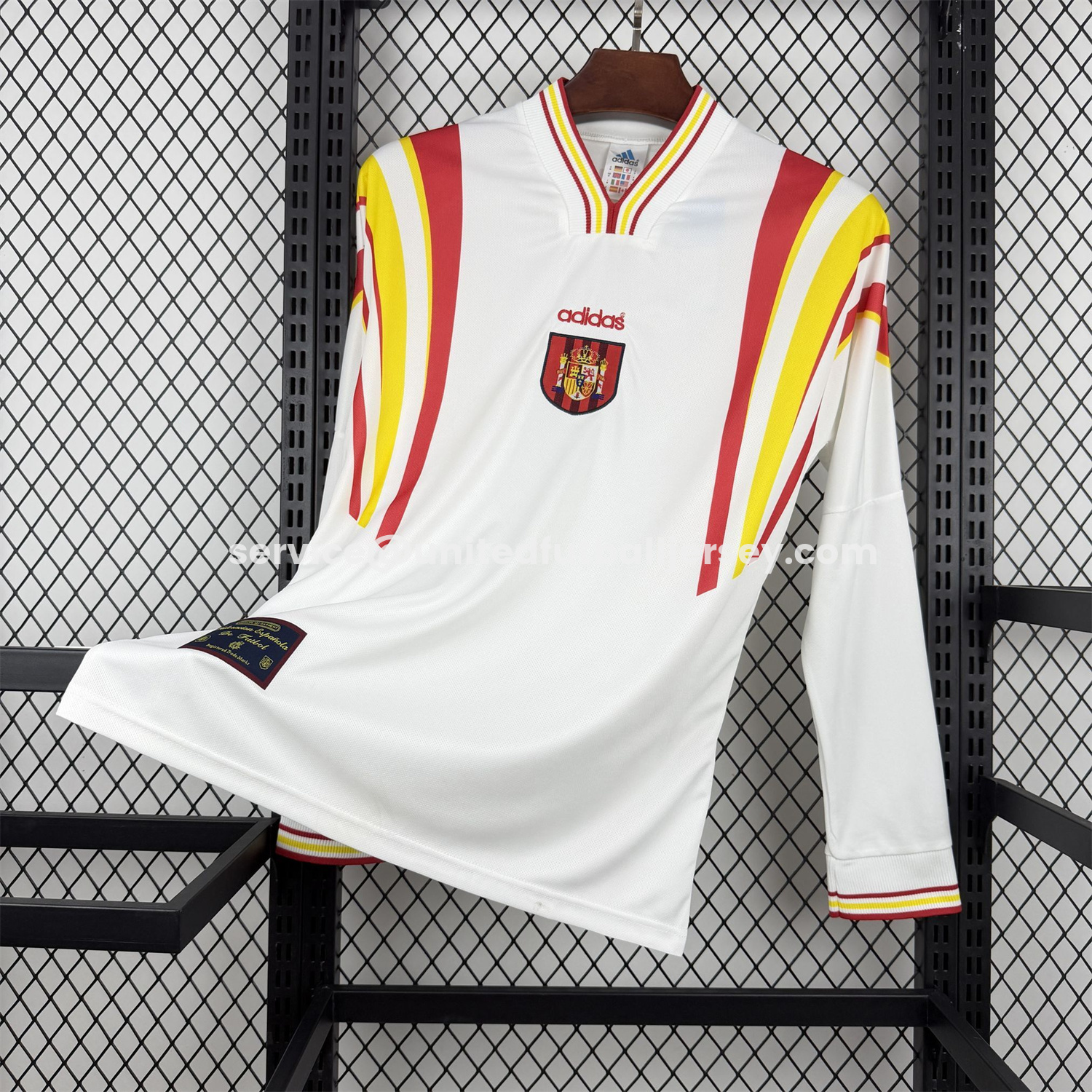 Retro Spain 1996 Away Long Sleeves Jersey - Fans Version:football jersey mysite: unitedjerseyfootball 邓江浪:football