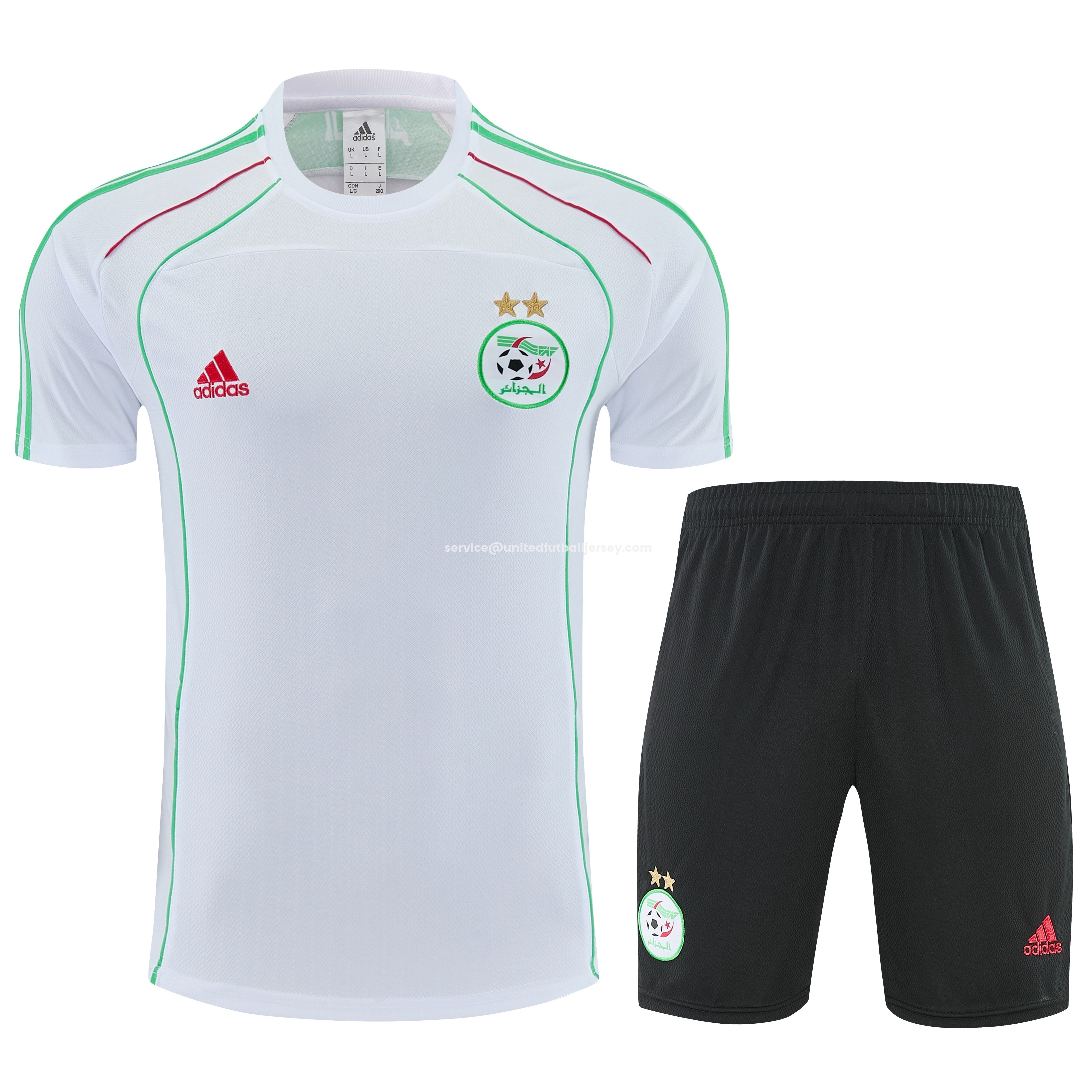 unitedfutballjersey-Algeria 2026 Short-Sleeve Training Set - White Top and Black Shorts