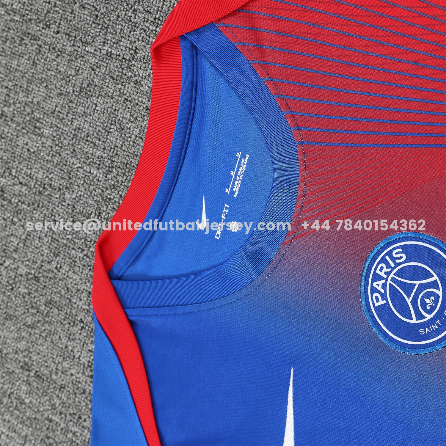 unitedfutballjersey-Paris Saint-Germain PSG 25-26 Short-Sleeve Training Set - Red And Blue Lines Top & Blue Shorts