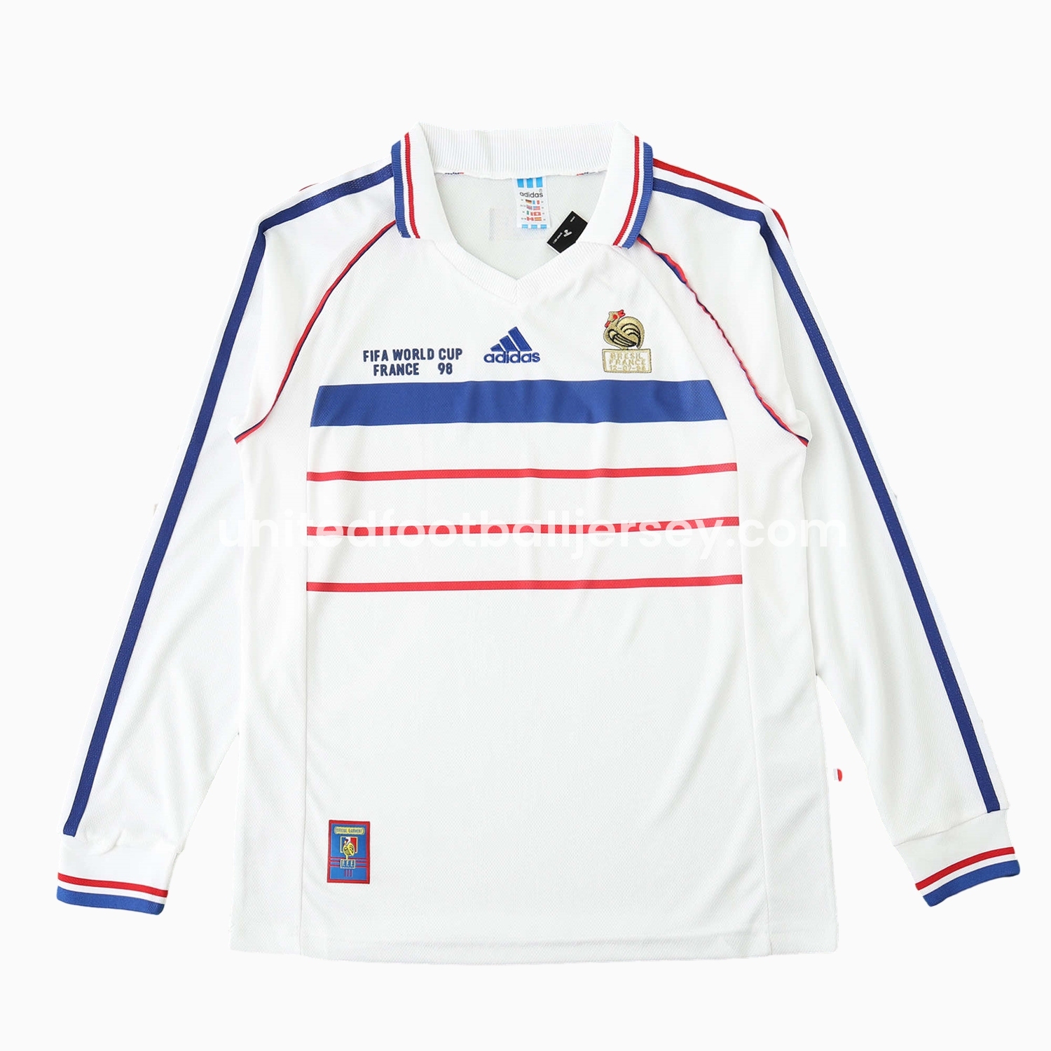 unitedfutballjersey-Retro France 1998 Away Long Sleeves Jersey (with 1998 World Cup mark on right chest)