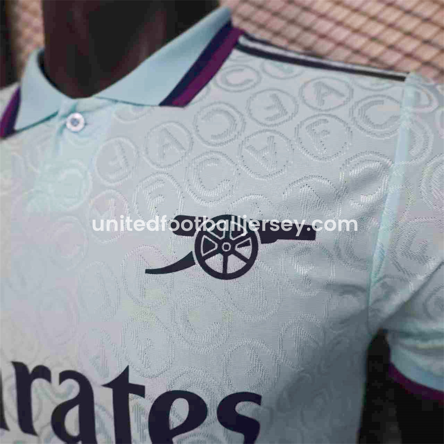 unitedfutballjersey-Arsenal 25-26 Light Blue POLO Letter Pattern Special Jersey - Player Version