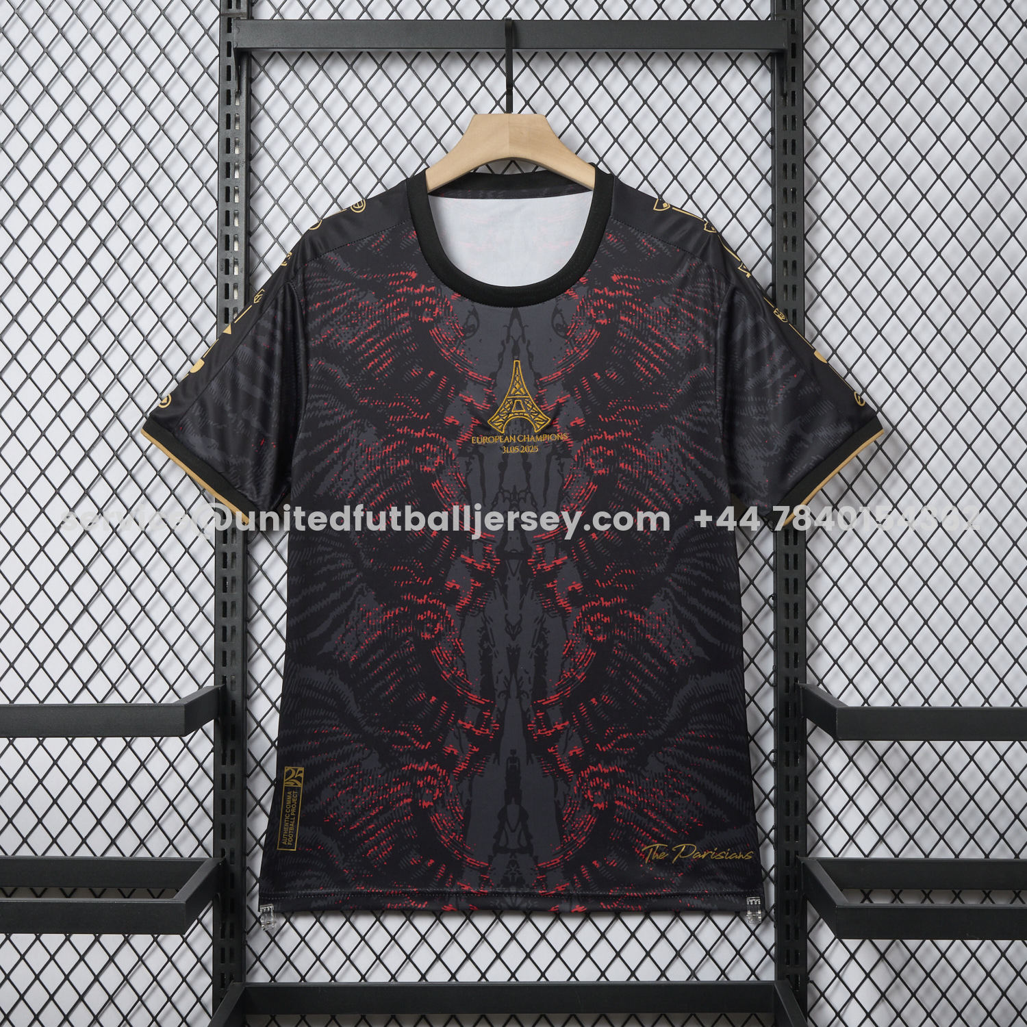 unitedfutballjersey-Paris Saint-Germain PSG 25-26 Champions League Commemorative Edition Black Red Eiffel Tower T-shirts