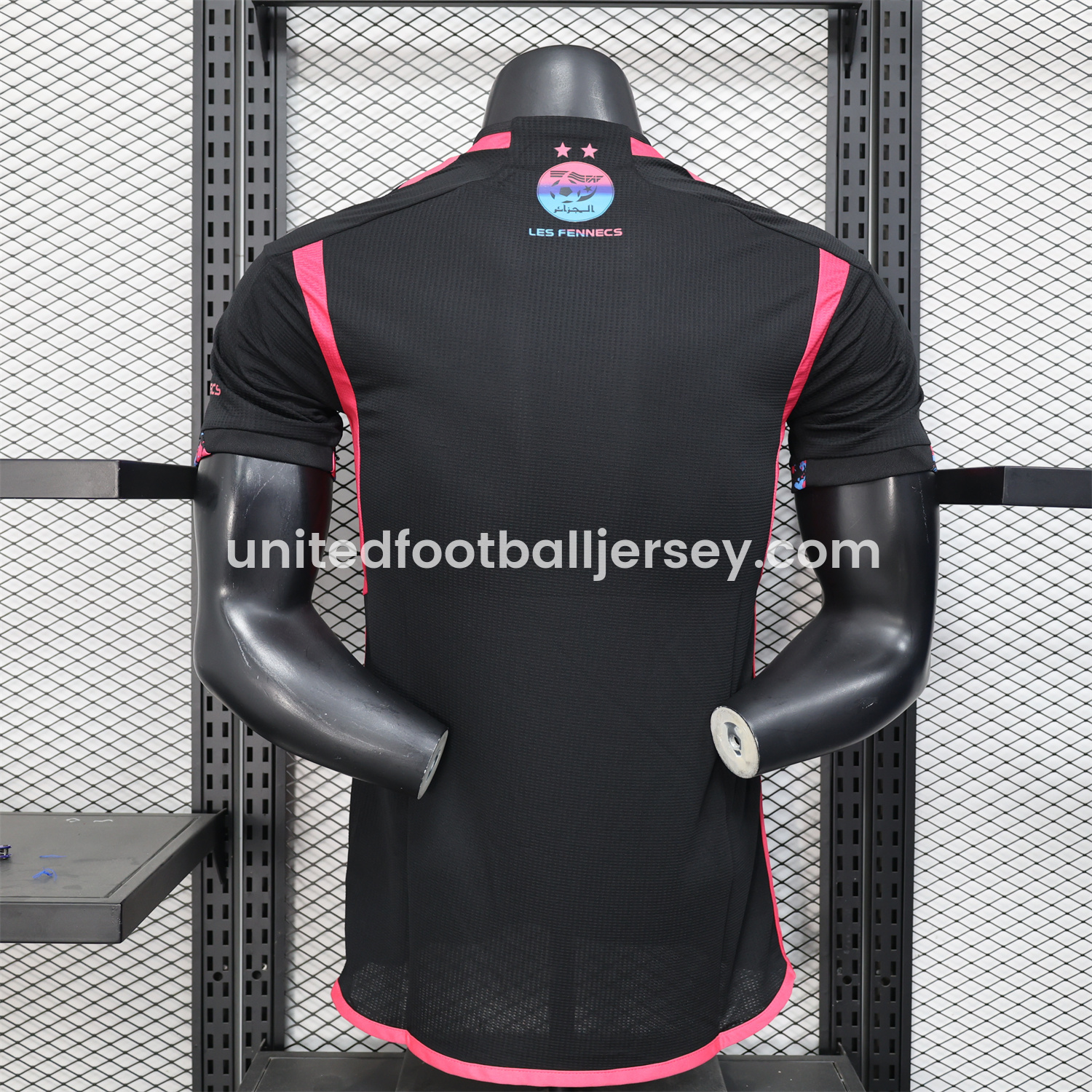 unitedfutballjersey-Algeria 25-26 Pure Black with Fluorescent Green Powder Advertising Jersey - Player Version