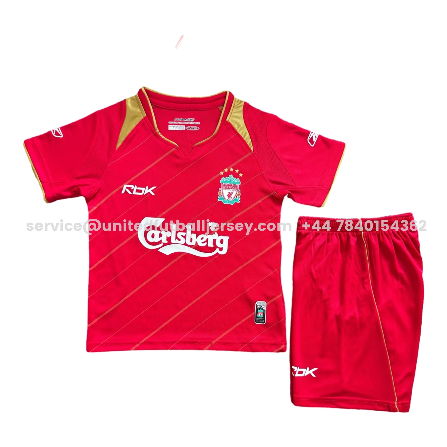 unitedfutballjersey-Retro Liver.pool 2005-06 European Home Kids Kit