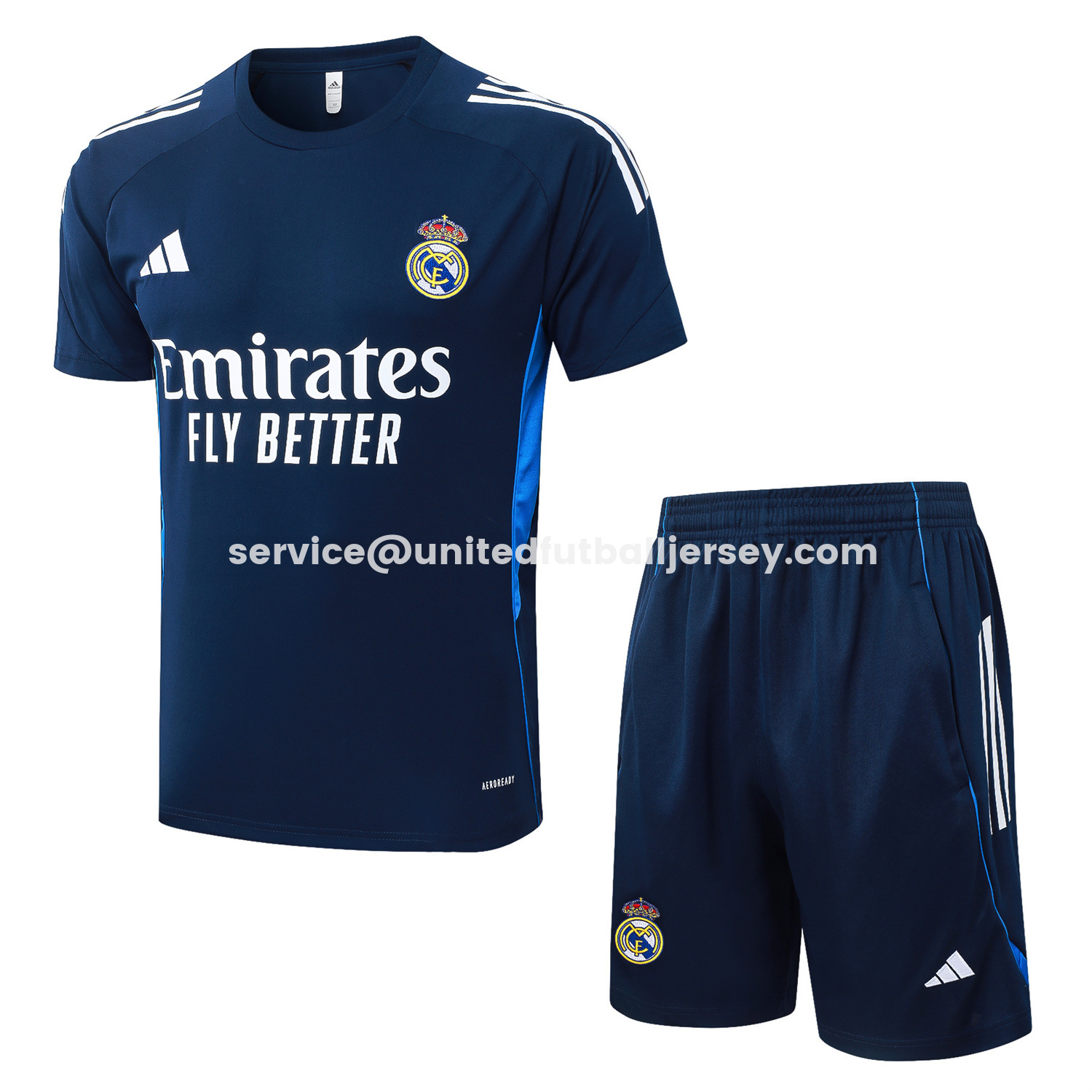 unitedfutballjersey-Real Madrid 25-26 Short-Sleeve Training Set - Royal Blue Vest & Shorts
