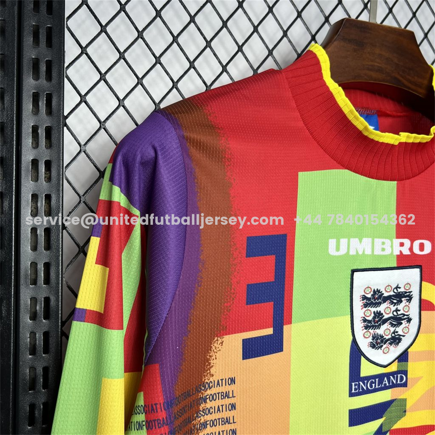 unitedfutballjersey-Retro England 1996 Red Goalkeeper Long Sleeve Jersey