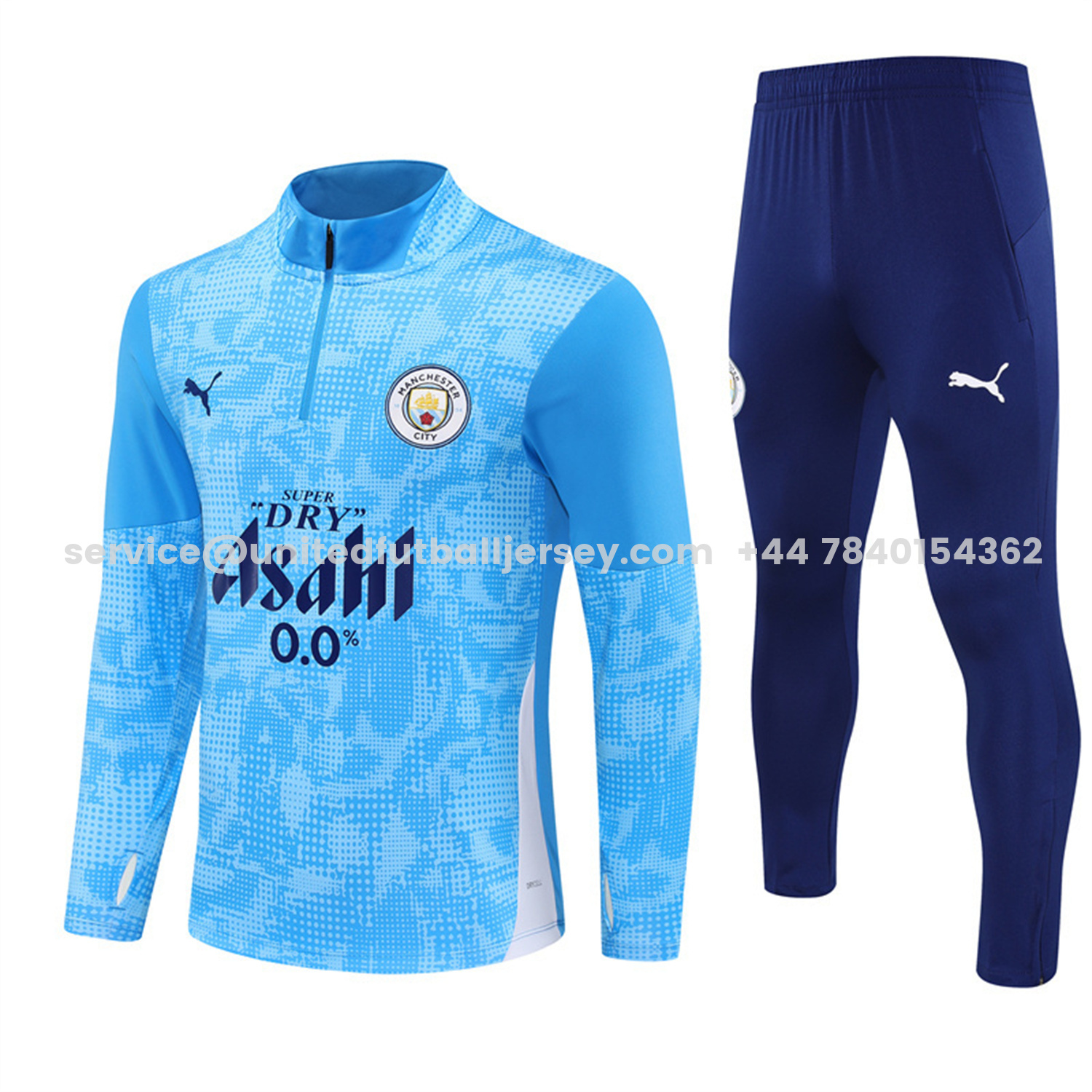 unitedfutballjersey-Manchester City 25-26 Long Sleeve Training Set -Light Blue Top & Deep Blue Pants