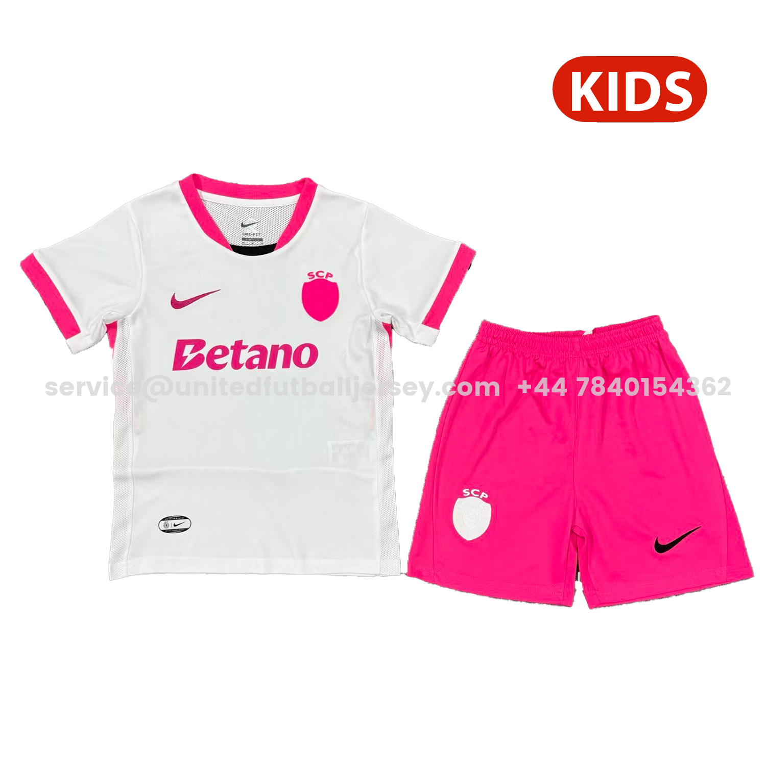 unitedfutballjersey-Sporting CP 25-26 Pink And White Special Kids Kit