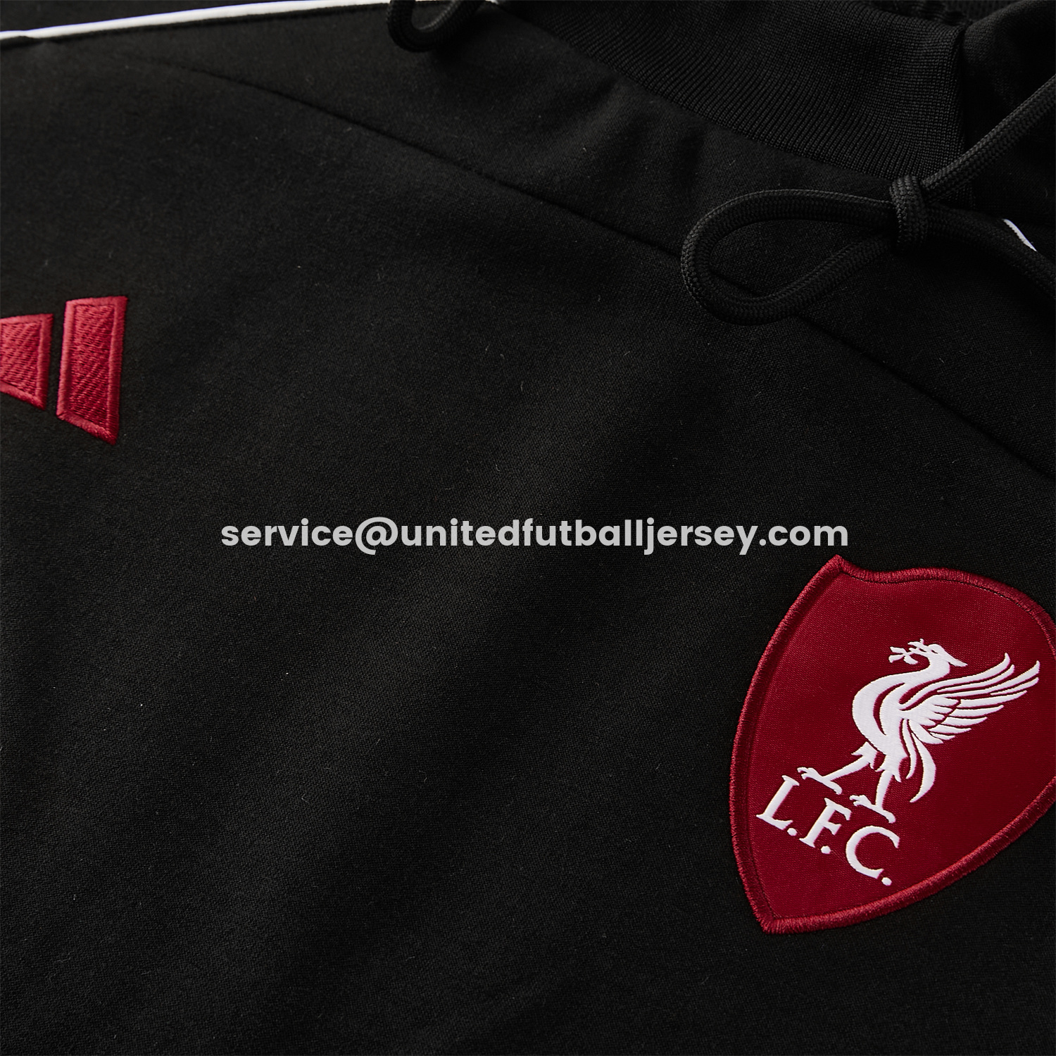 unitedfutballjersey-Liver.pool 25-26 Hooded Windbreaker Training Set - Black Top & Black Pants