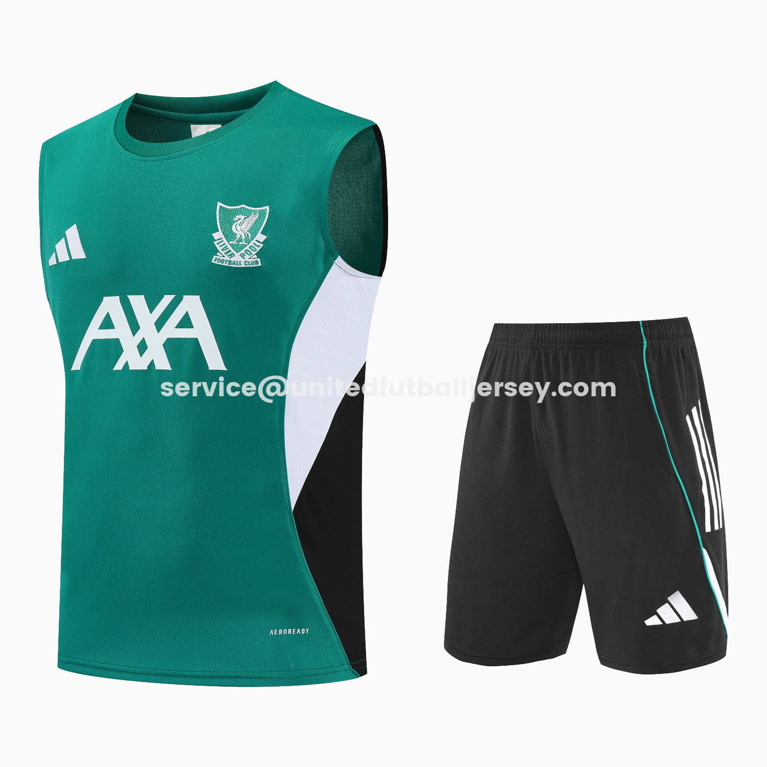 unitedfutballjersey-Liver.pool 25-26 Vest Training Set - Green Vest & Black Shorts