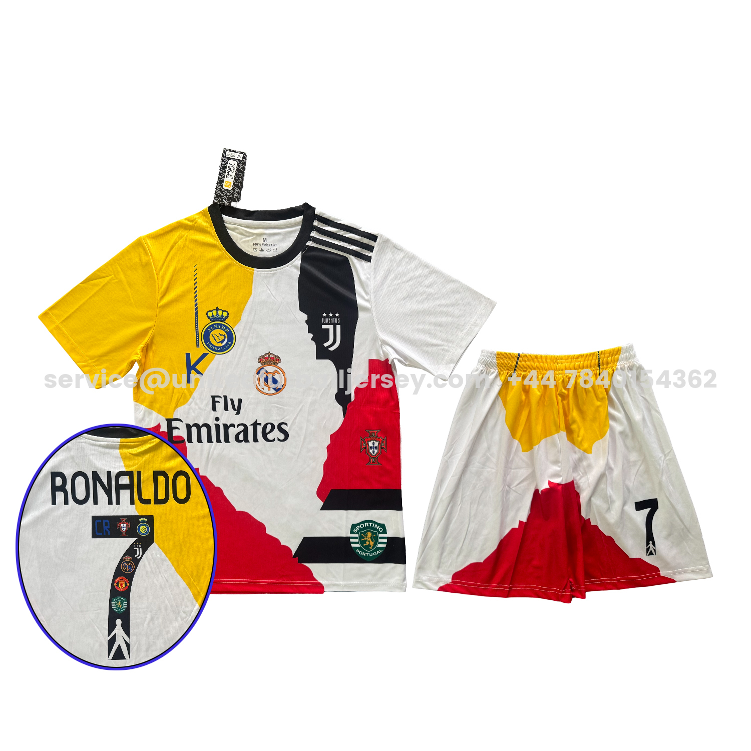 unitedfutballjersey-Cristiano Ronaldo Career Commemorative Men's Adult Jersey Set - Fans Version with Ronaldo #7 - Real Madrid Manchester United Juventus Portugal Al Nassr Sporting CP