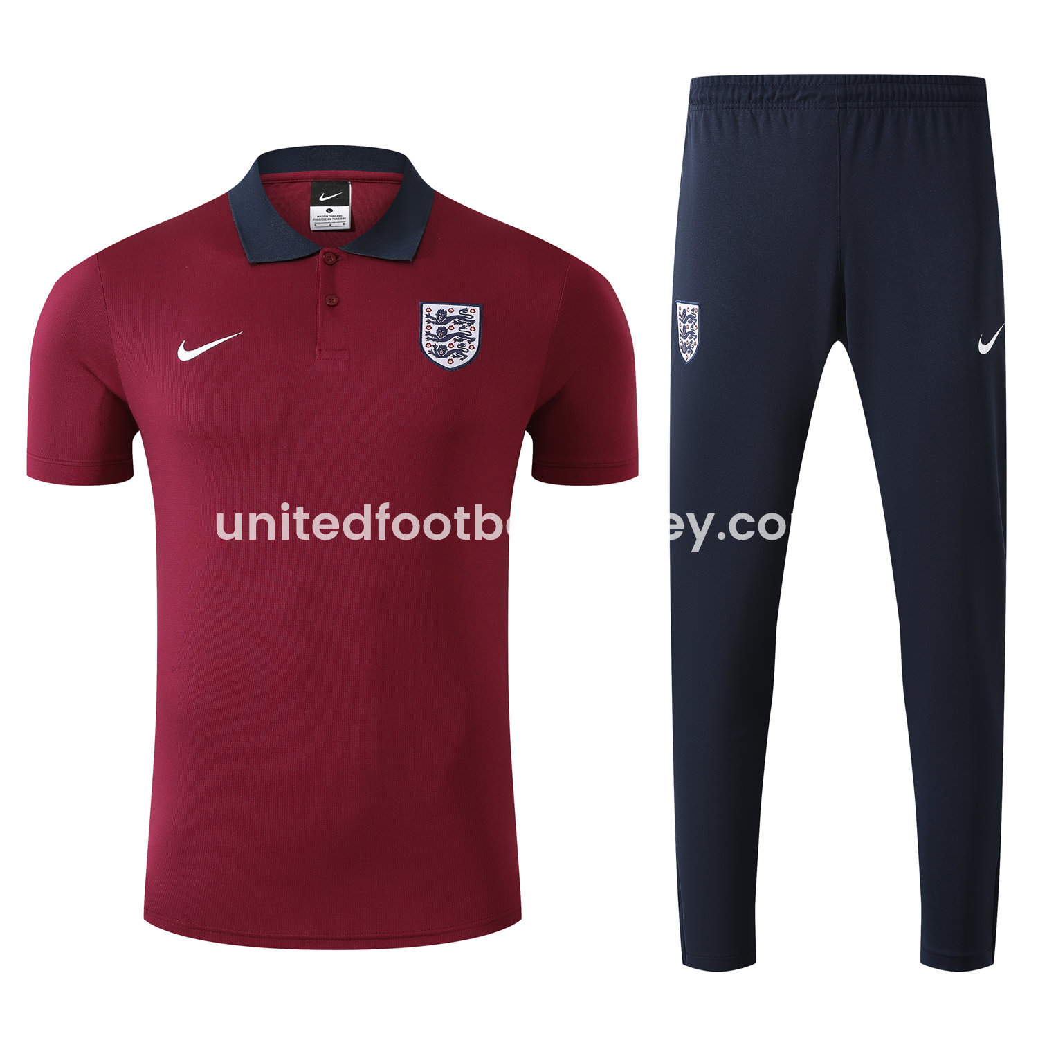 unitedfutballjersey-England 25-26 POLO Short-Sleeve Training Set - Red Top and Deep Blue Pants
