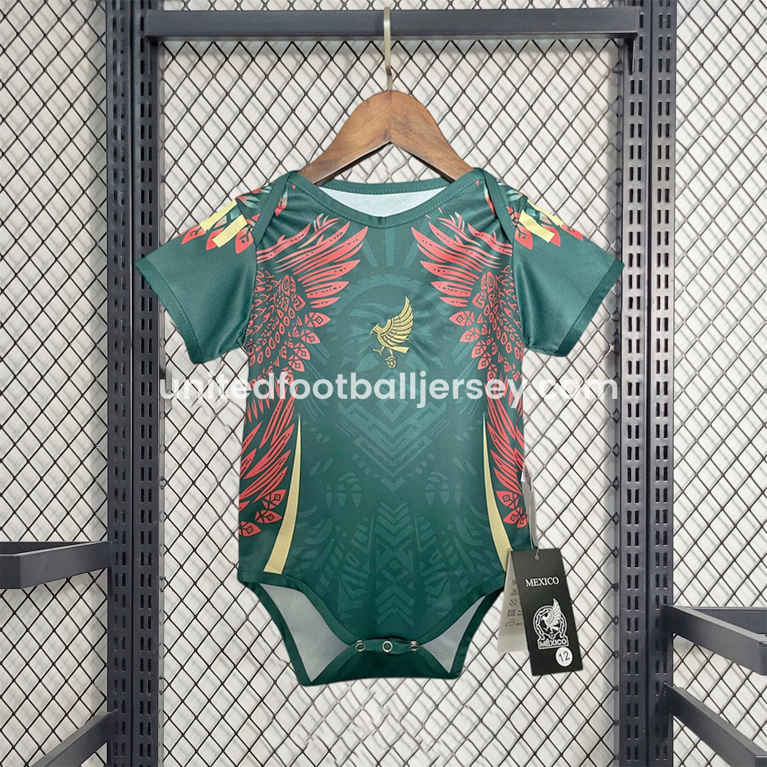 unitedfutballjersey-Mexico 2025 Gold Cup Golden Eagle Green Baby Crawling Suit