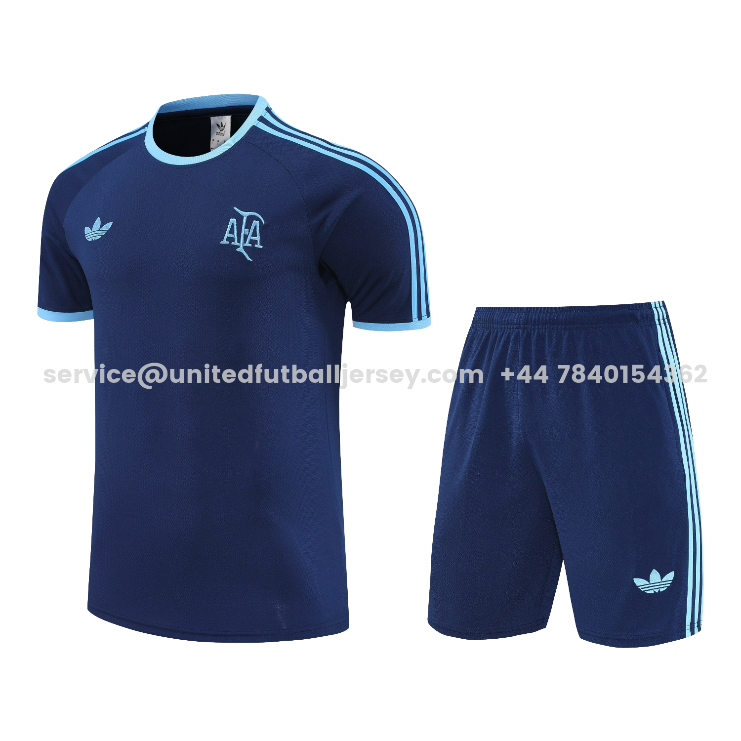 unitedfutballjersey-Argentina 25-26 Short-Sleeve Training Set - Deep BlueTop & Deep Blue Shorts