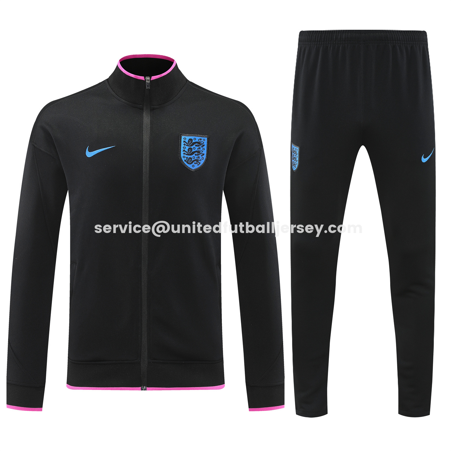 unitedfutballjersey-England 2026 Jacket Training Tracksuit - Black Top and Black Pants