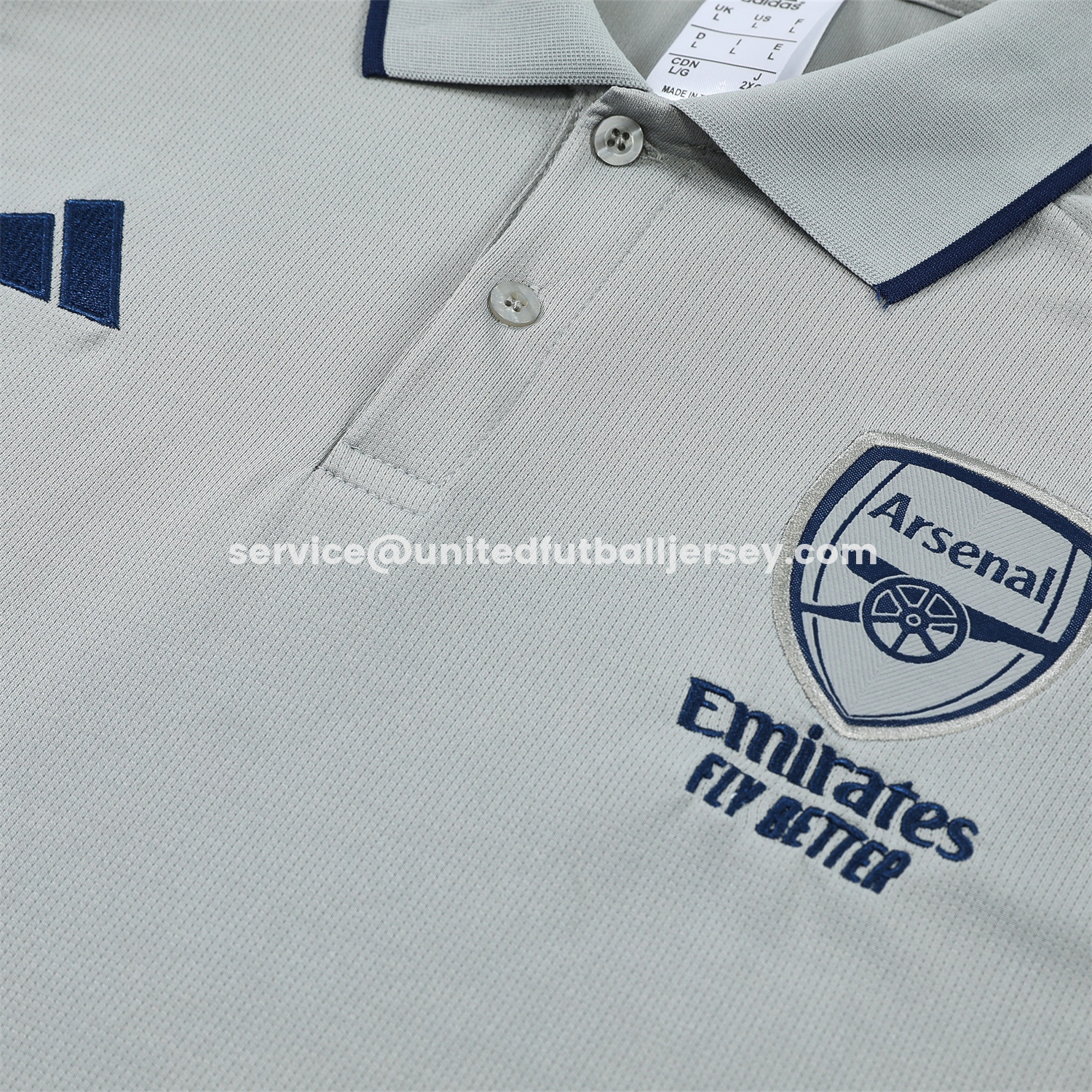 unitedfutballjersey-Arsenal 25-26 POLO Short-Sleeve Training Set - Grey Top and Deep Blue Pants