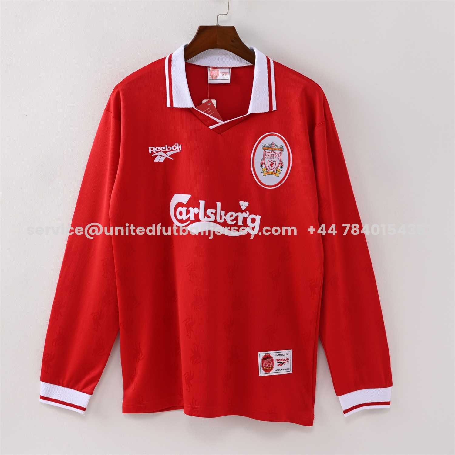 unitedfutballjersey-Retro Liver.pool 1996-97 Home Long Sleeves Jersey