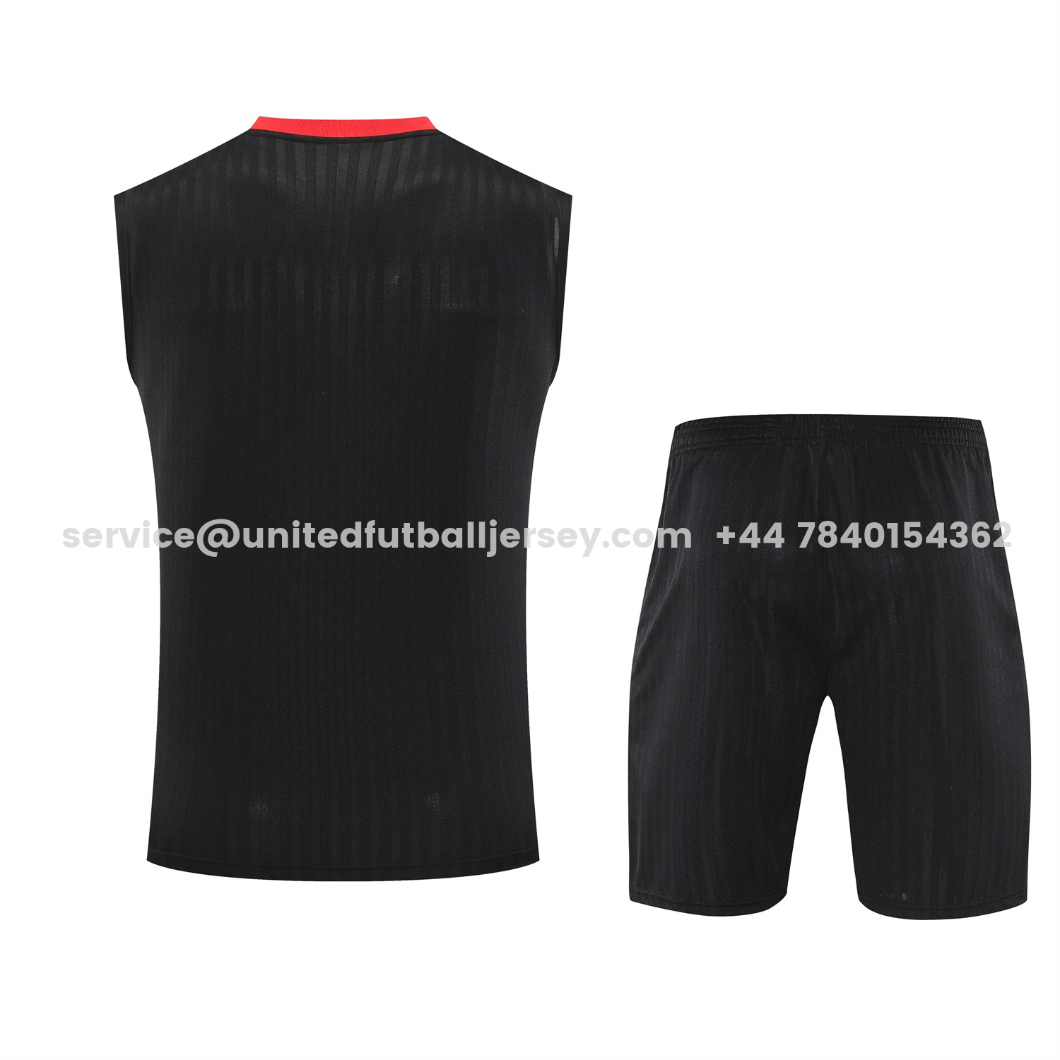 unitedfutballjersey-Manchester United 25-26 Vest Training Set - Red Retro Logo Black Vest & Black Shorts