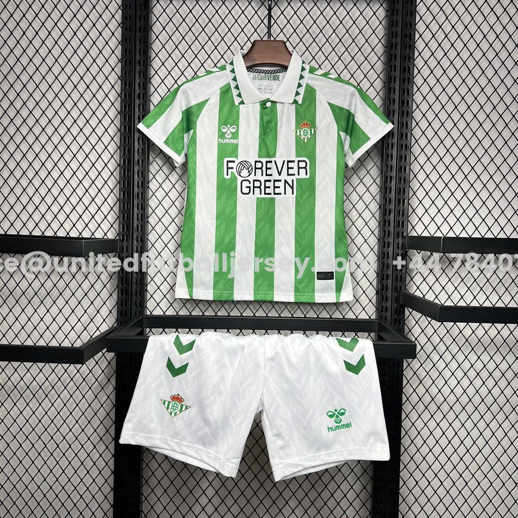 unitedfutballjersey-Real Betis 24-25 Home Stadium Kids Kit