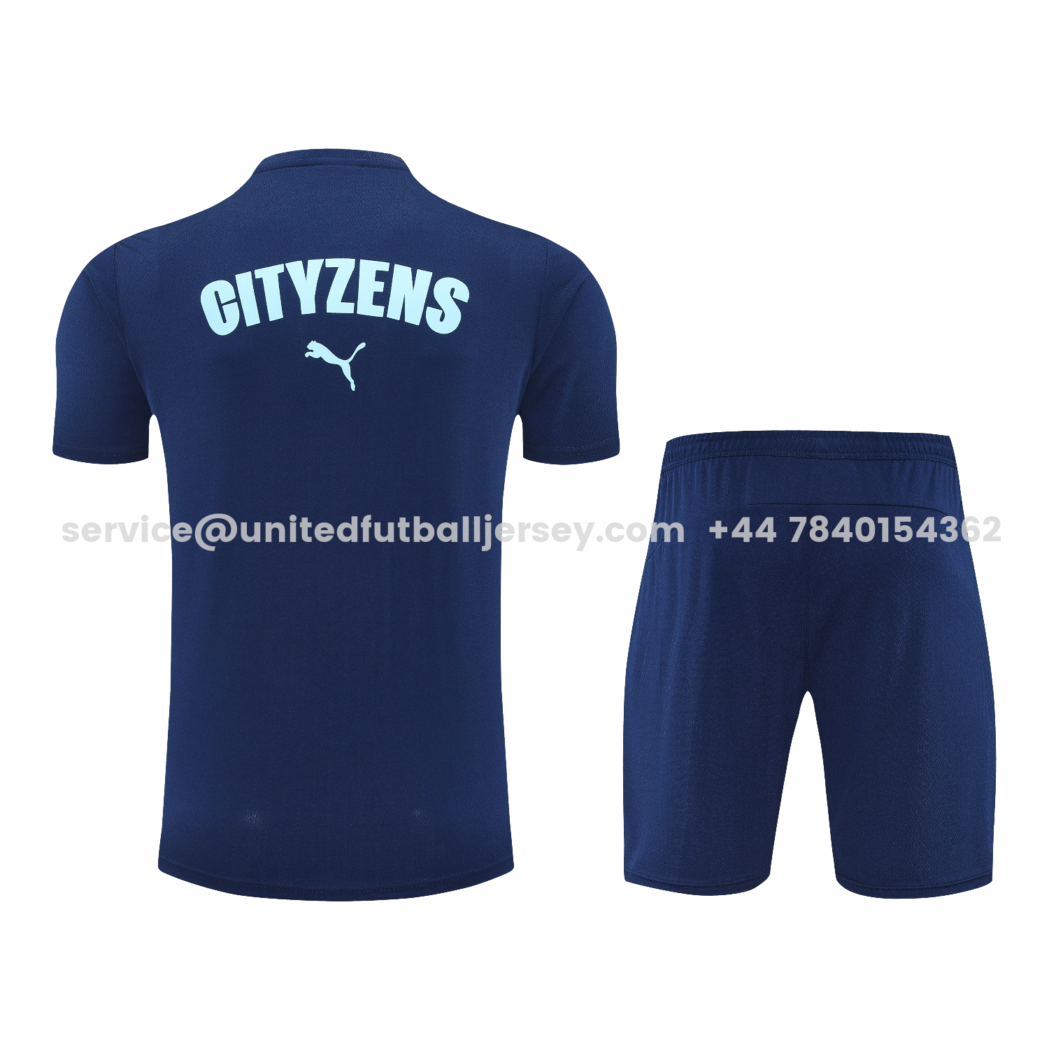 unitedfutballjersey-Manchester City 25-26 Short-Sleeve Training Set - Deep Blue Top & Deep Blue Shorts