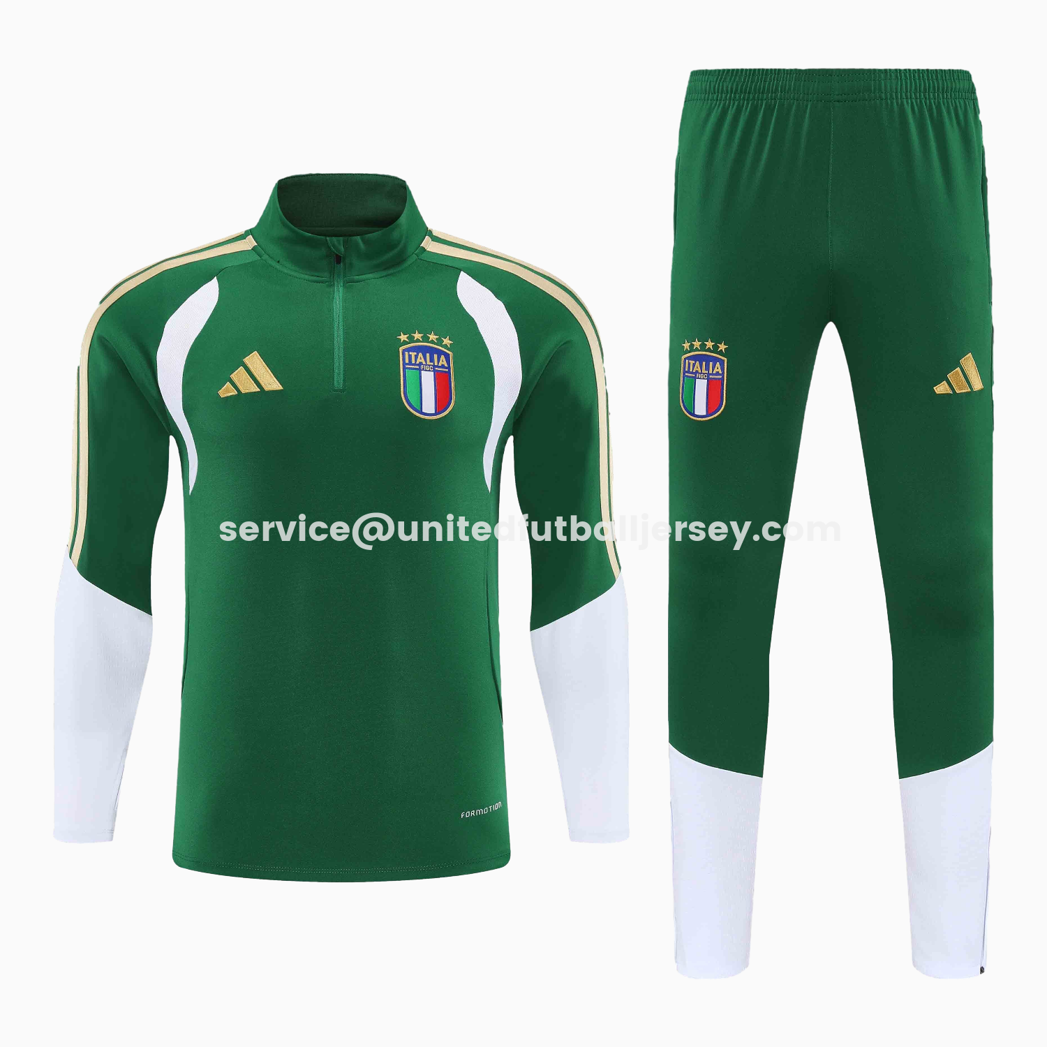 unitedfutballjersey-Italy 2026 Kids Long Sleeve Training Set - Green Top & Pants