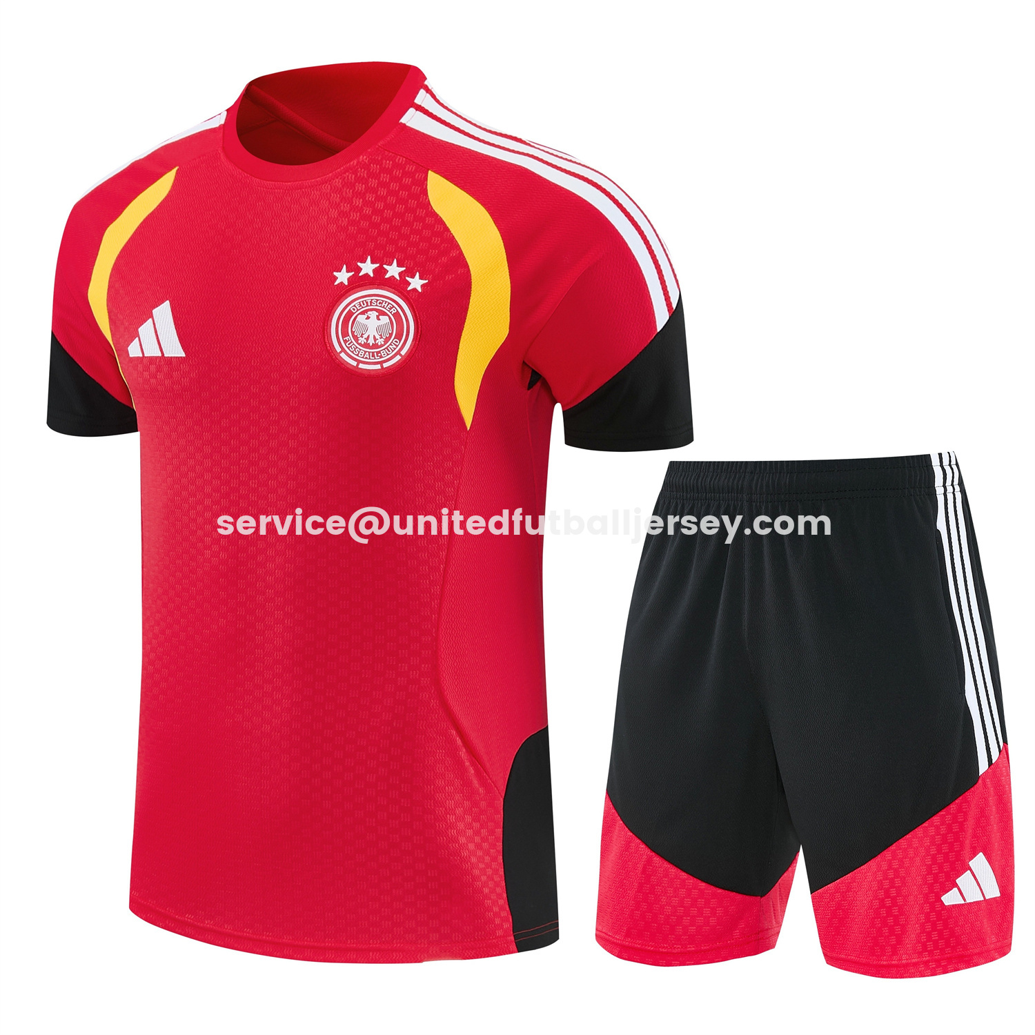 unitedfutballjersey-Germany 2026 Short-Sleeve Training Set - Red Top and Black Shorts
