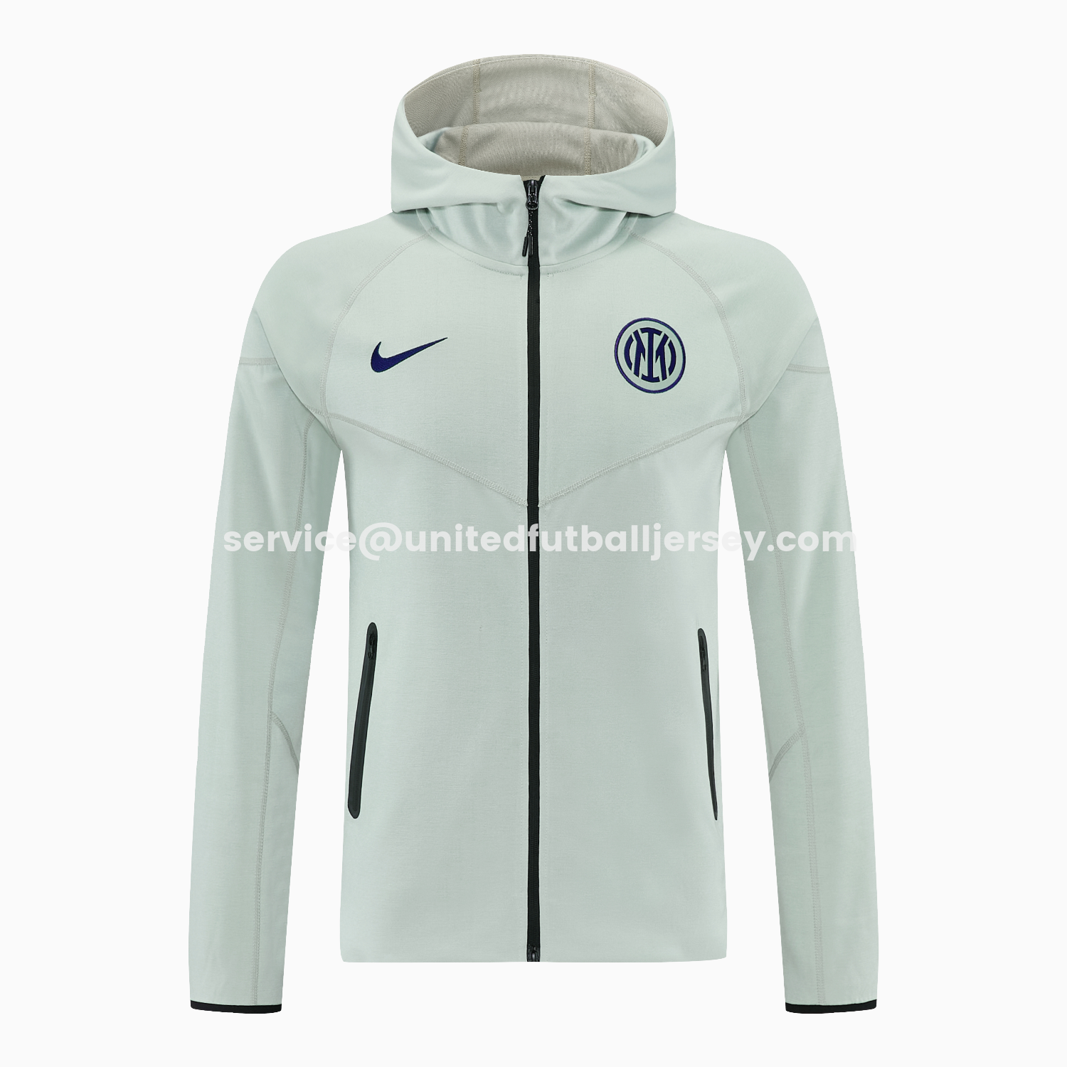 unitedfutballjersey-Inter Milan 25-26 Hooded Windbreaker Training Set - Grey Green Top & Pants