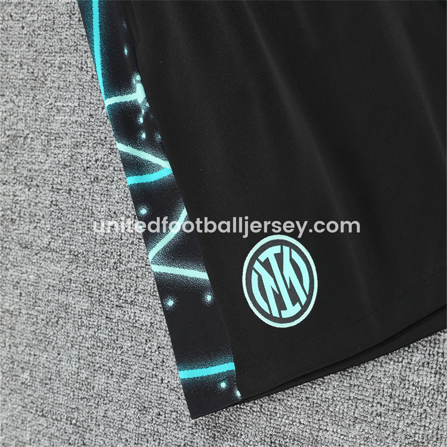 unitedfutballjersey-Inter Milan 25-26 Short-Sleeve Training Set - Blue Fluorescent Rays Black Top & Black Shorts