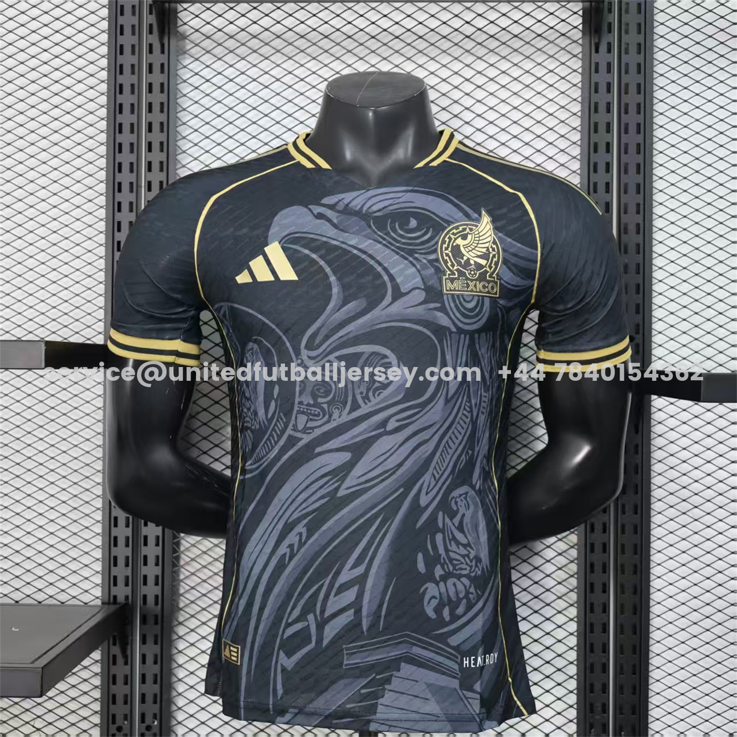 unitedfutballjersey-Mexico 25-26 Grey Eagle Sketch Black Gold Special Jersey - Player Version