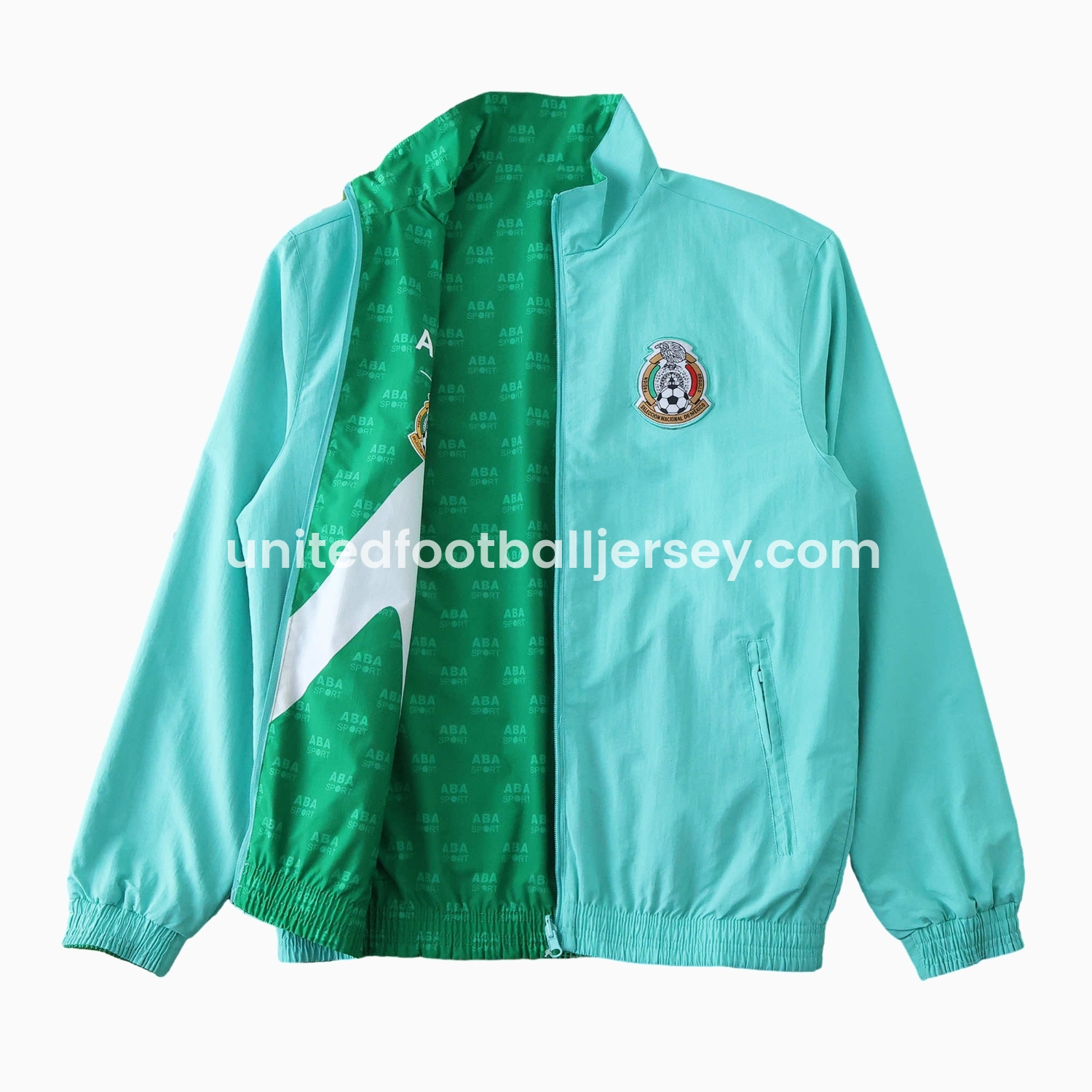 unitedfutballjersey-Retro Mexico 1995 Retro Style Double Sided Reversible Windbreaker - Green & Blue