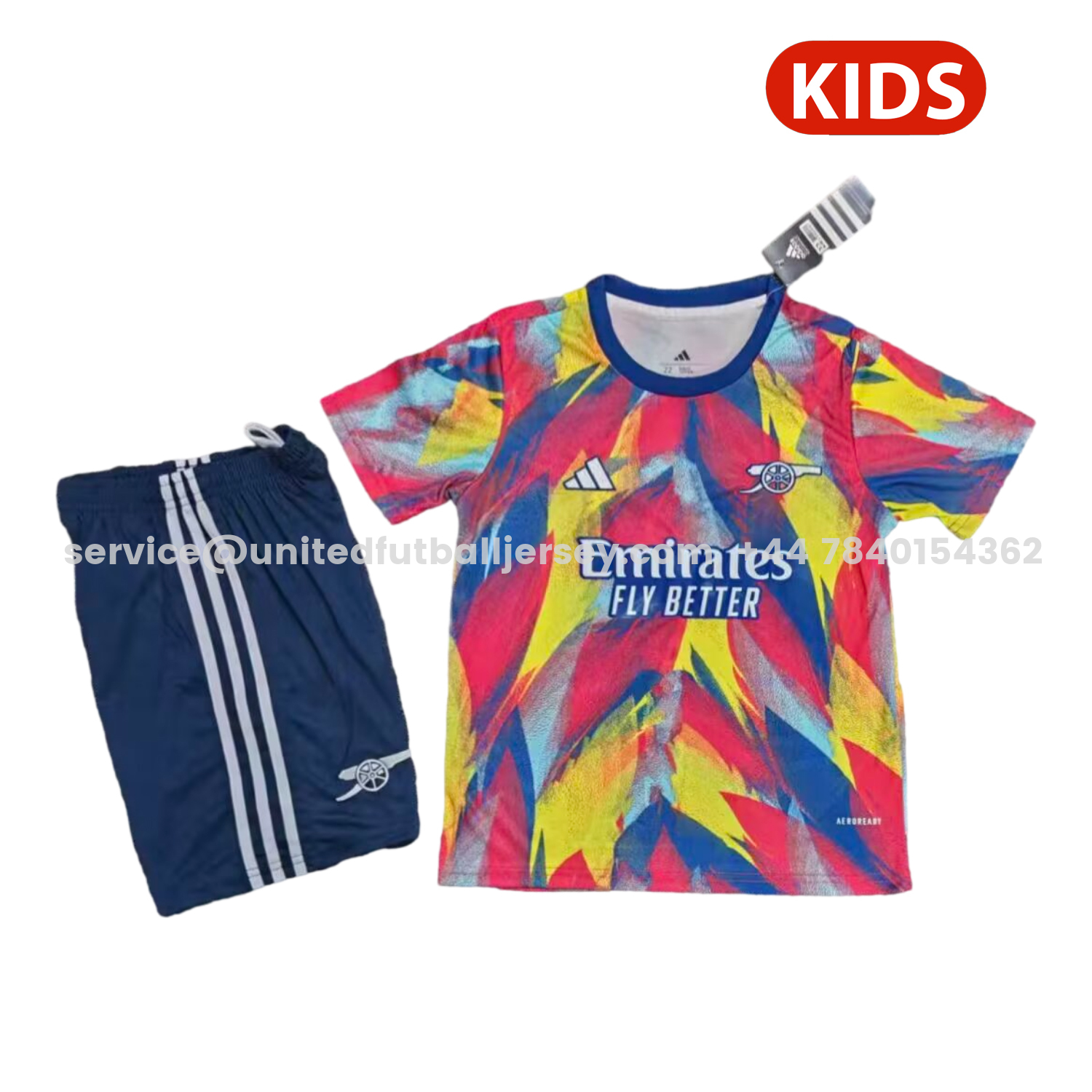 unitedfutballjersey-Arsenal 25-26 Colorful Pre-Match Training Kids Kit