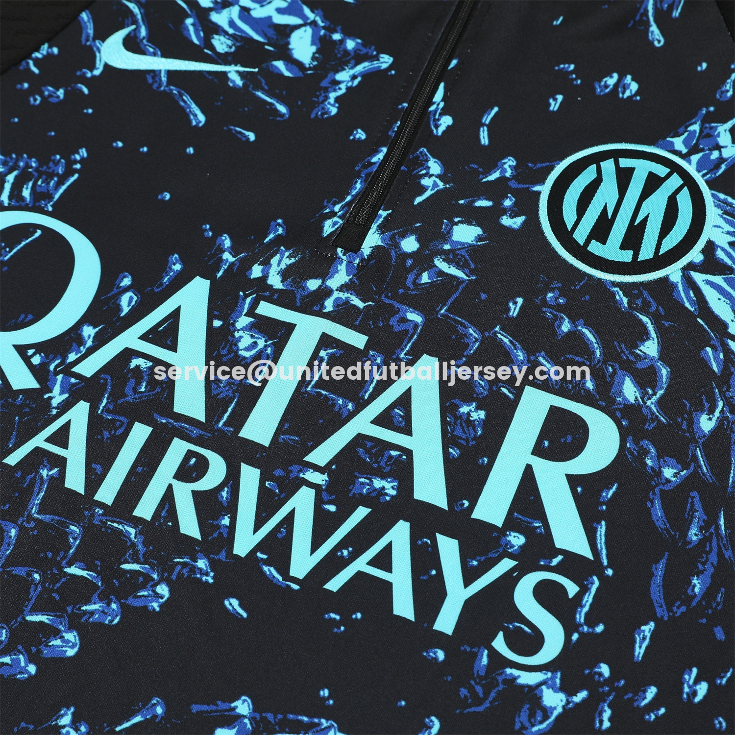 unitedfutballjersey-Inter Milan 25-26 Long Sleeve Training Set - Blue Dragon Scales Top & Black Pants