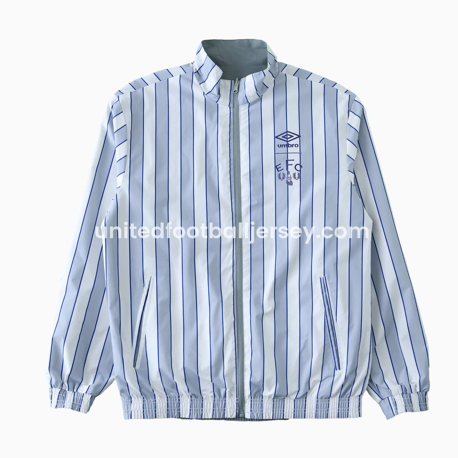 unitedfutballjersey-Everton 1988-89 Retro Style Double Sided Reversible Windbreaker - White & Grey