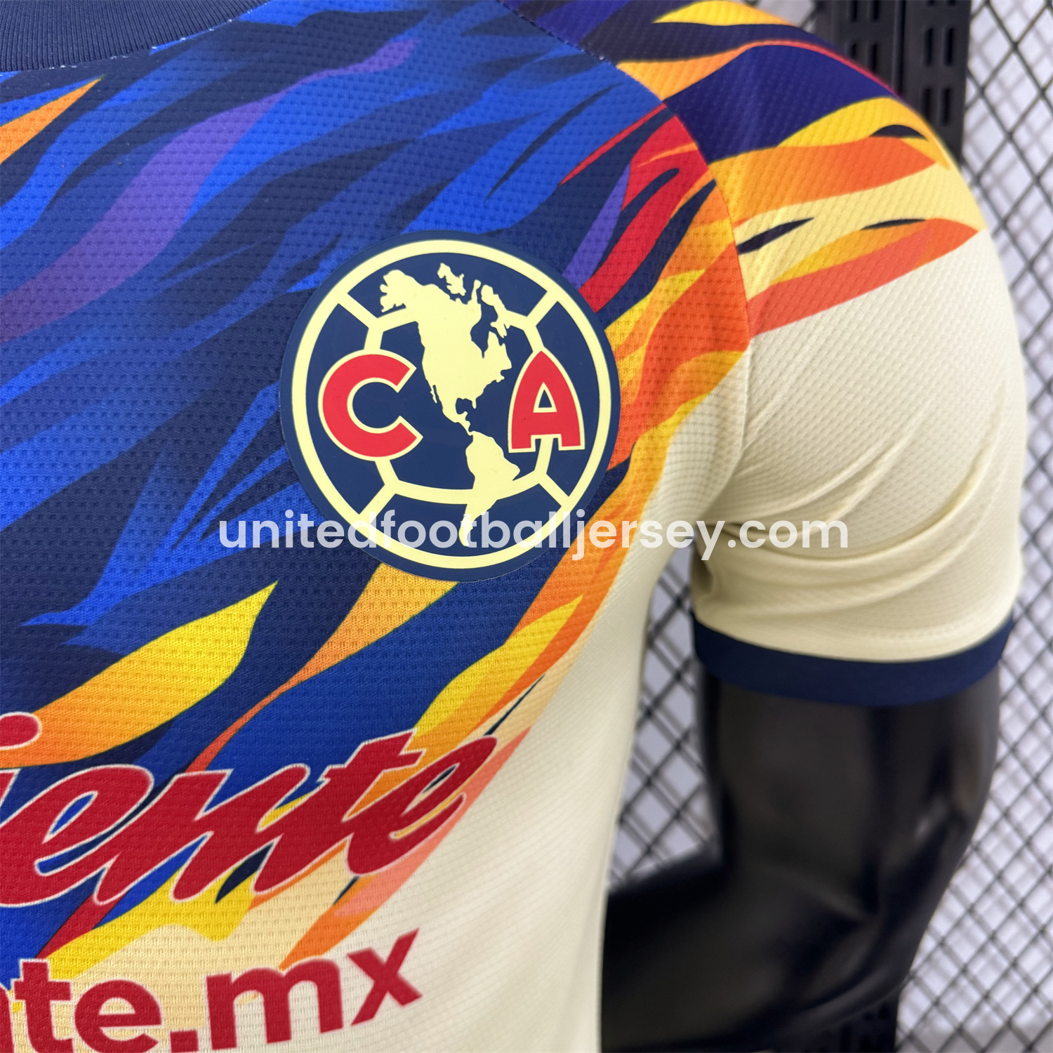 unitedfutballjersey-Club América 25-26 Blue Neck Light Yellow Special Jersey - Player Version