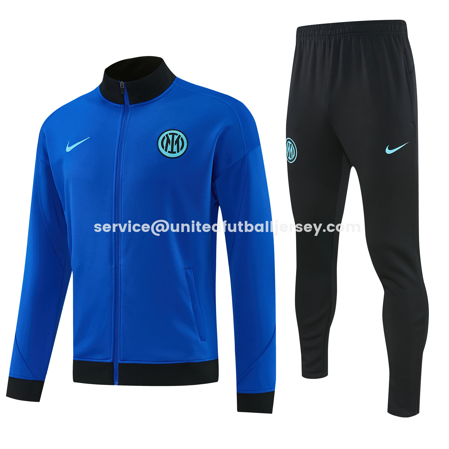 unitedfutballjersey-Inter Milan 25-26 Jacket Training Tracksuit - Ocean Blue Jackets & Black Pants
