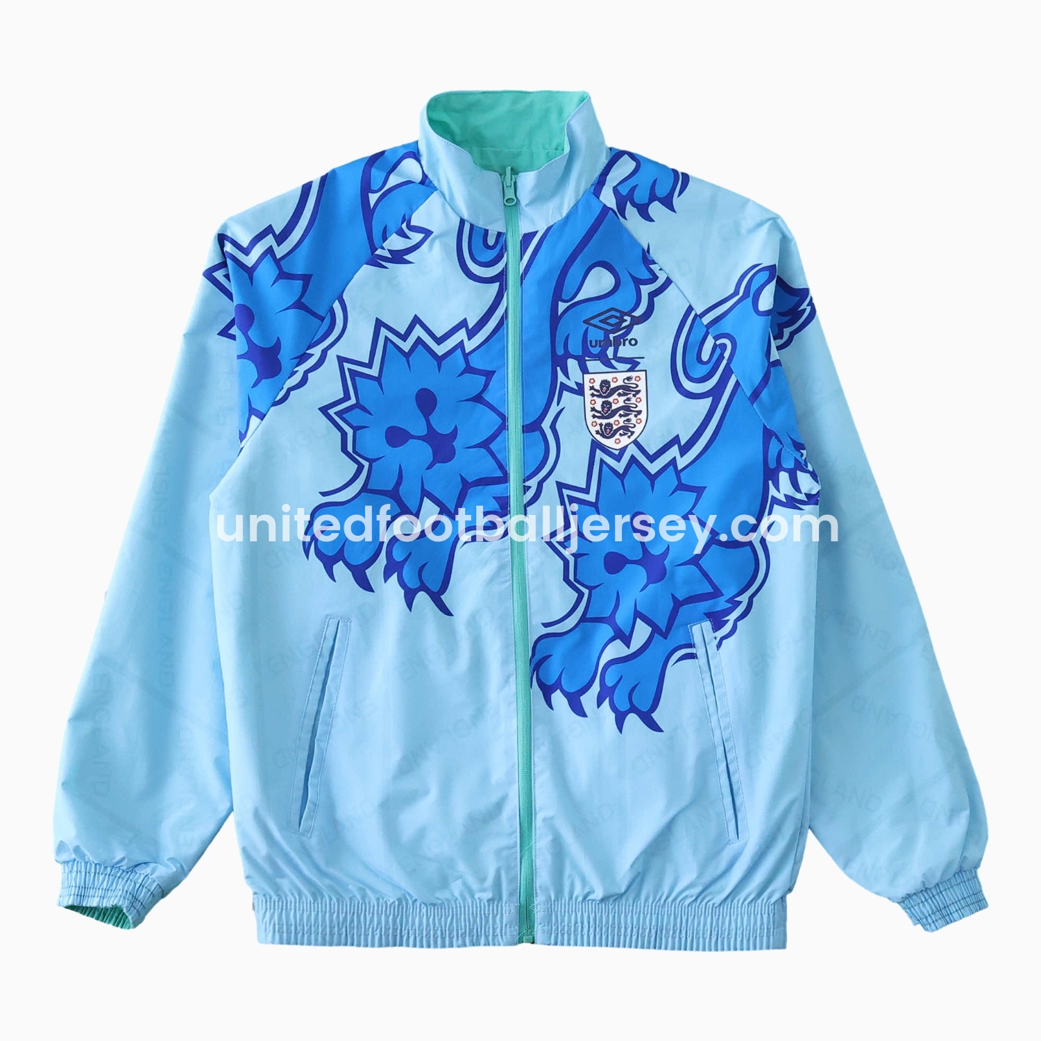 unitedfutballjersey-Retro England 1992 Third Double Sided Reversible Windbreaker - Blue & Green