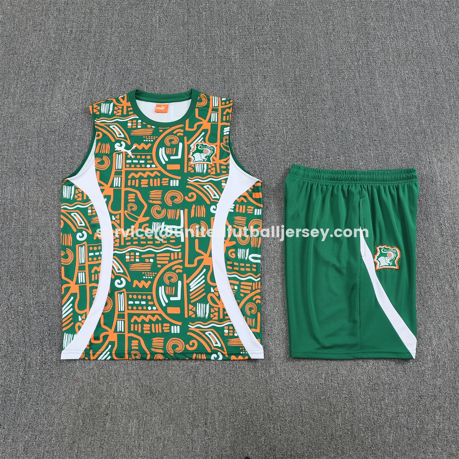 unitedfutballjersey-Ivory Coast 2026 Vest Training Set - Green Vest and Shorts