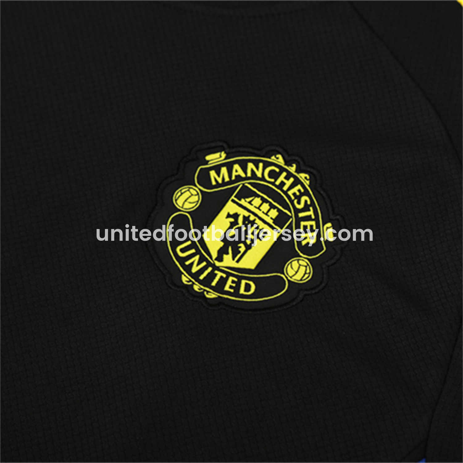 unitedfutballjersey-Manchester United 25-26 Kids Short-Sleeve Training Set - Black Top & Black shorts