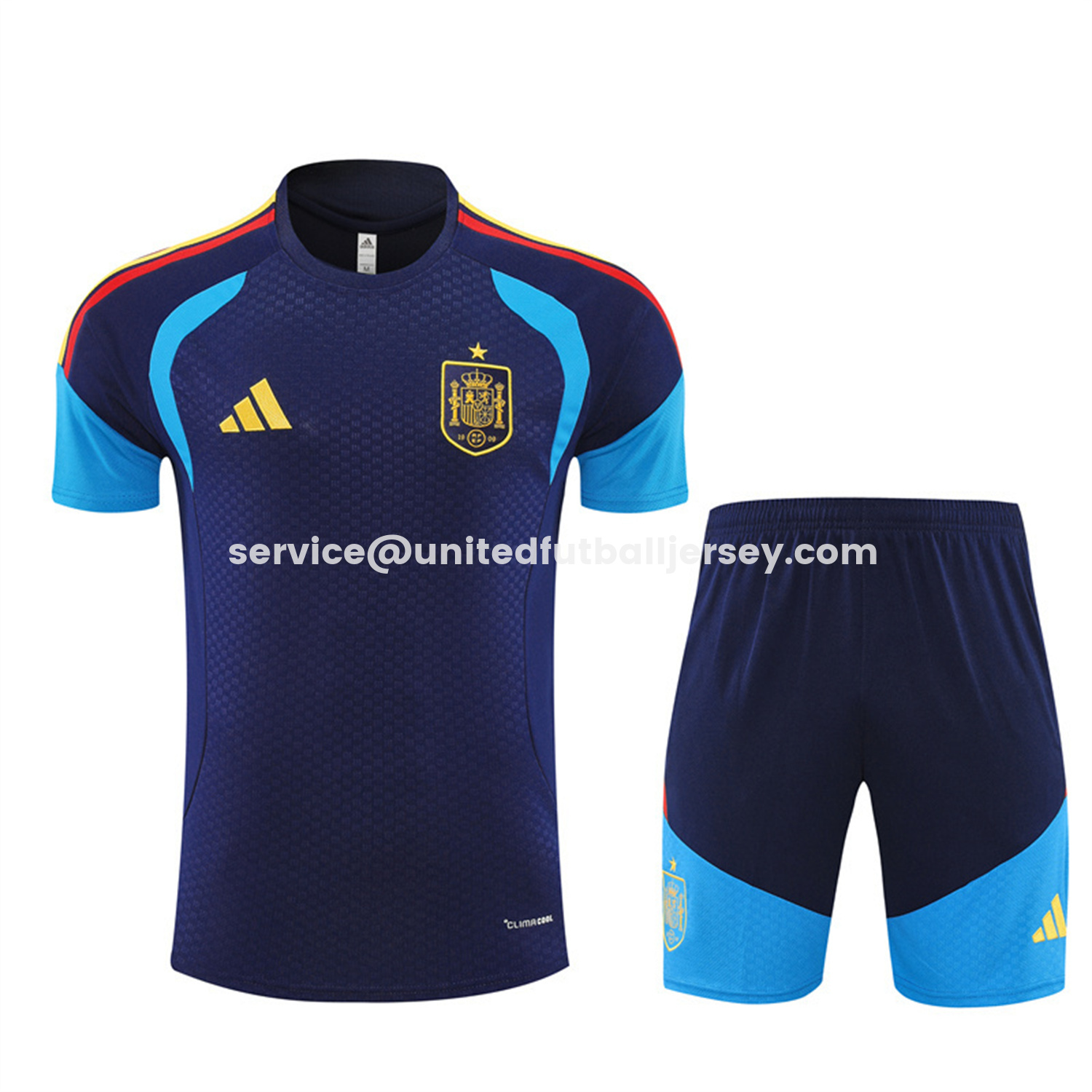 unitedfutballjersey-Spain 2026 Kids Short-Sleeve Training Set - Royal Blue Top & Shorts