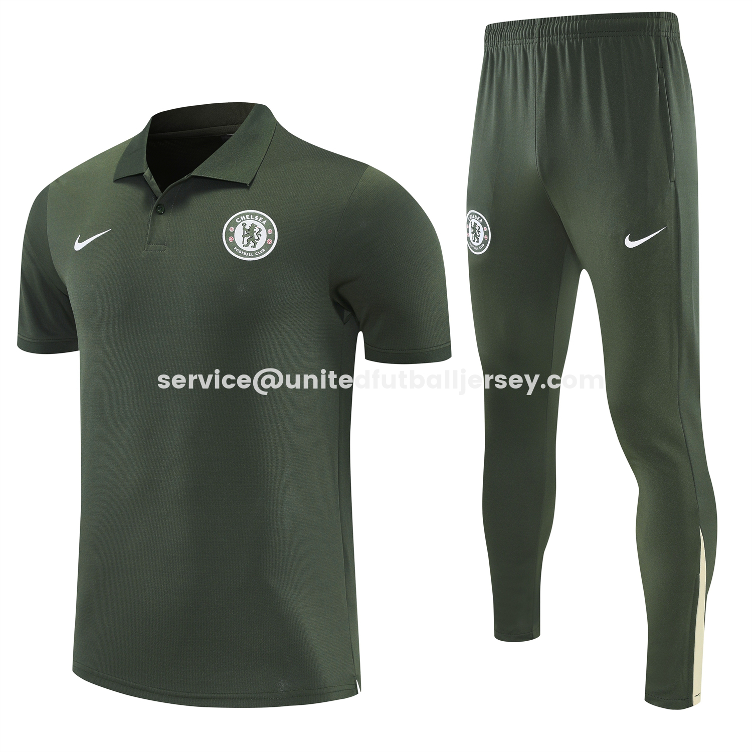 unitedfutballjersey-C.H.E.L.S.E.A 25-26 POLO Short-Sleeve Training Set - Dark Green Top and Pants
