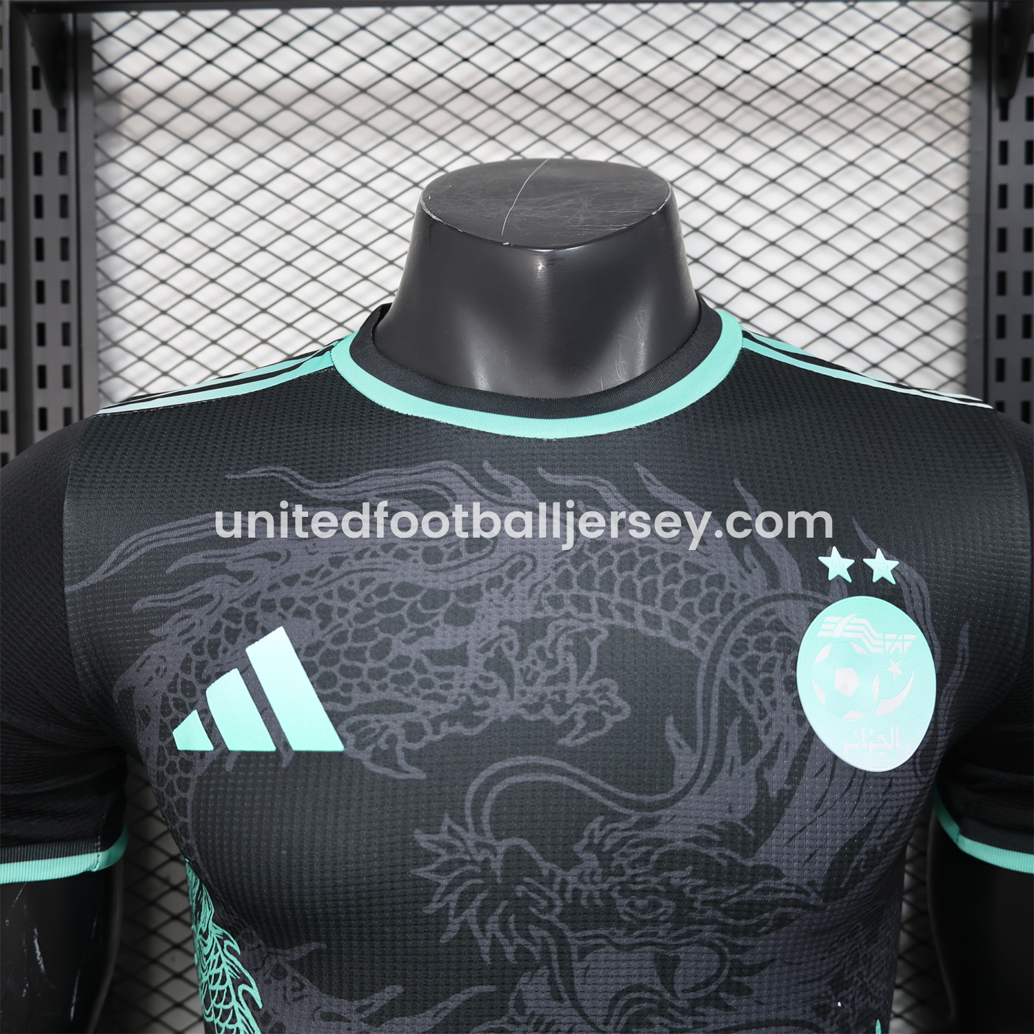 unitedfutballjersey-Algeria 25-26 Green Dragon Pattern Black Jersey - Player Version