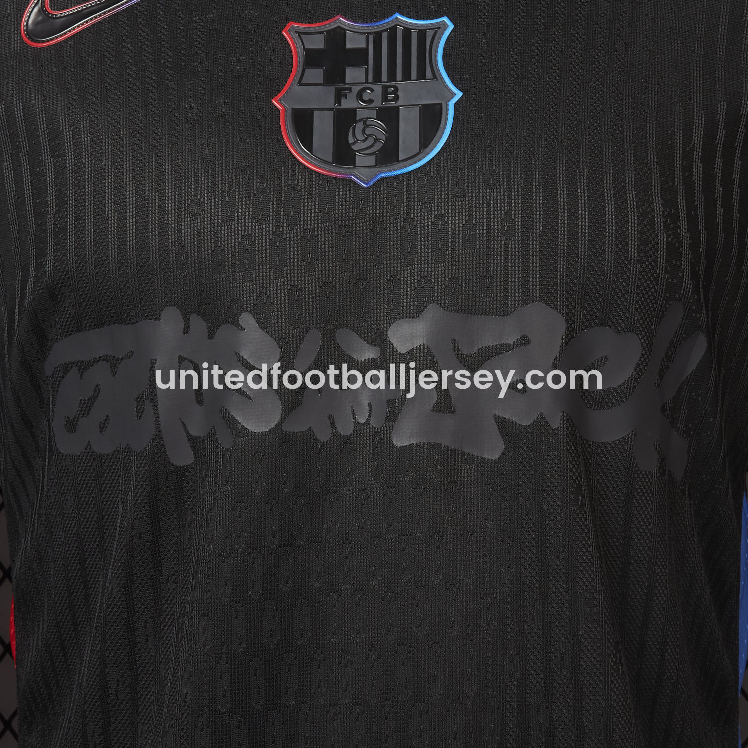 unitedfutballjersey-【New】Barcelona x Travis Scott 24-25 Away Pure Black Jersey - Player Version