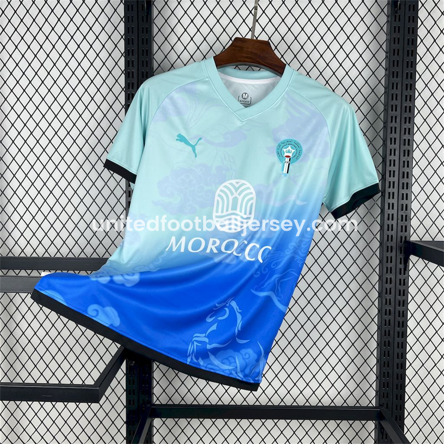 unitedfutballjersey-Morocco 25-26 Blue Gradient Auspicious Cloud Pattern Special Jersey - Fans Version