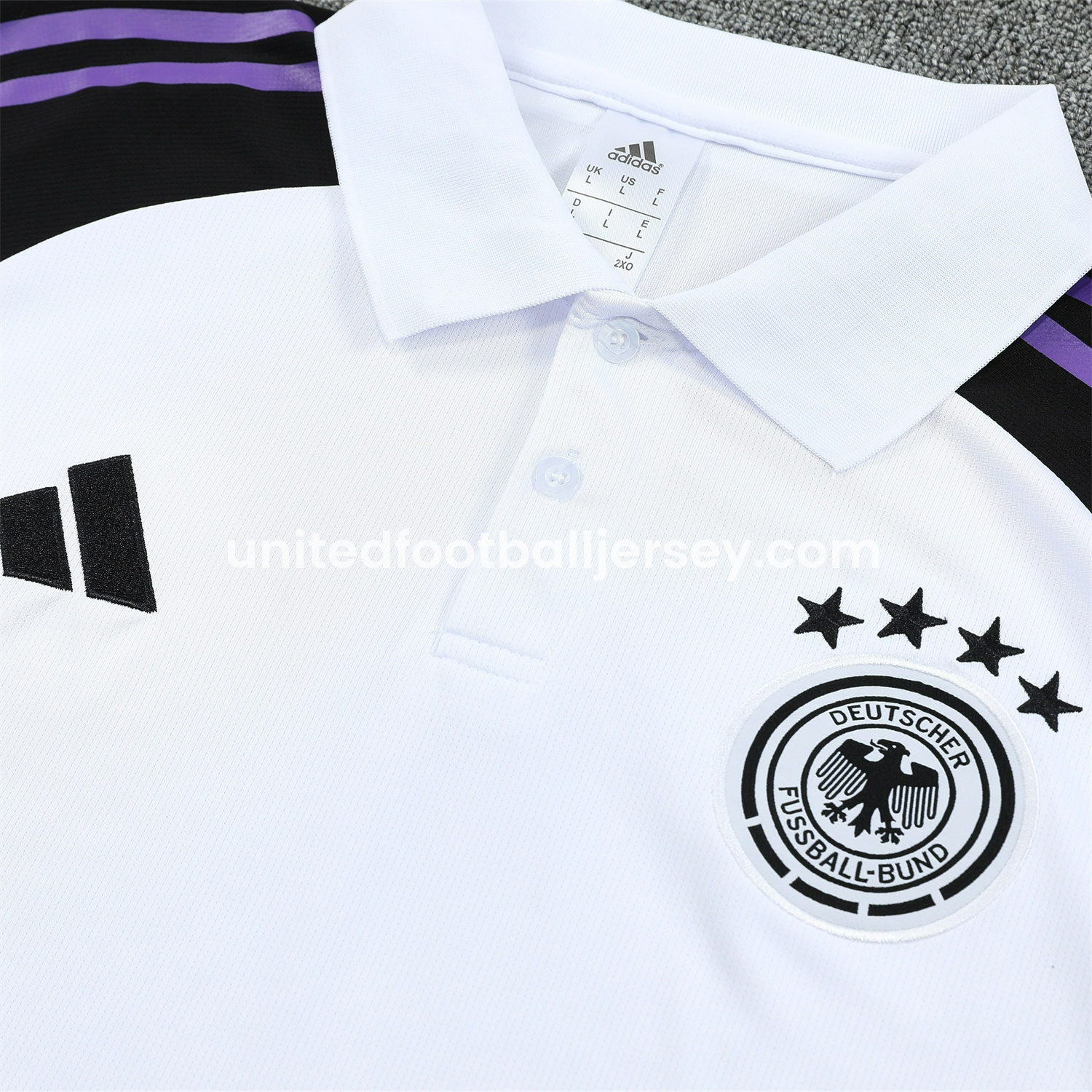 unitedfutballjersey-Germany 25-26 POLO Short-Sleeve Training Set - White Top Black Pants