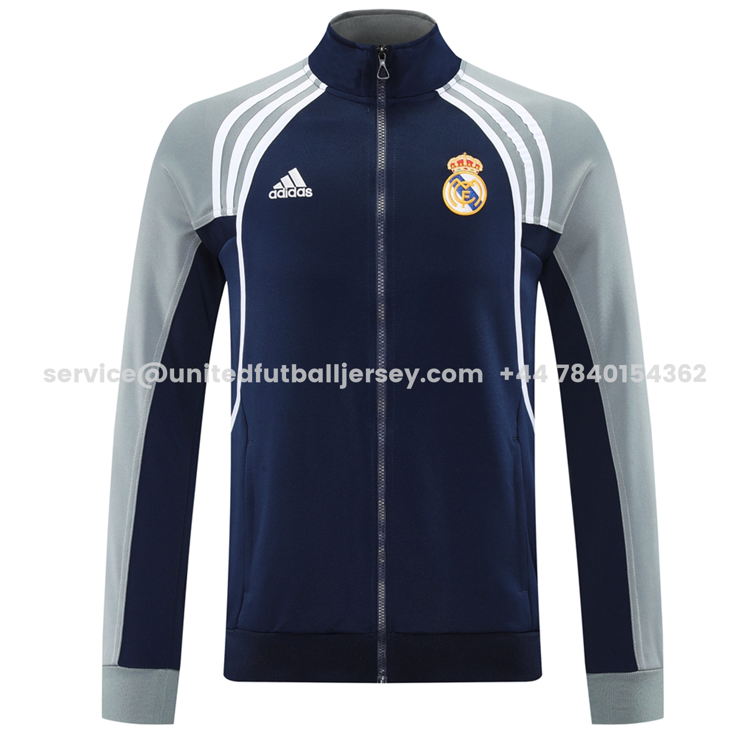 unitedfutballjersey-Real Madrid 25-26 Jacket Training Tracksuit - Blue Grey Jackets & Pants
