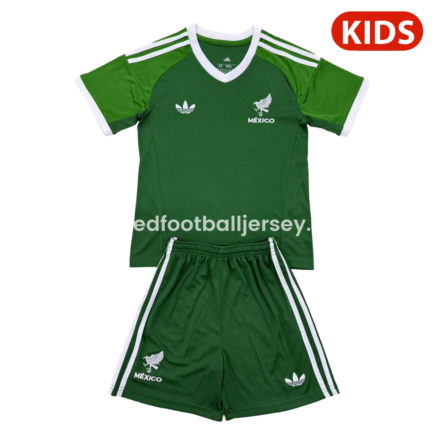 unitedfutballjersey-Mexico 2025 Throwback Trefoil Green Goalkeeper Kids Kit