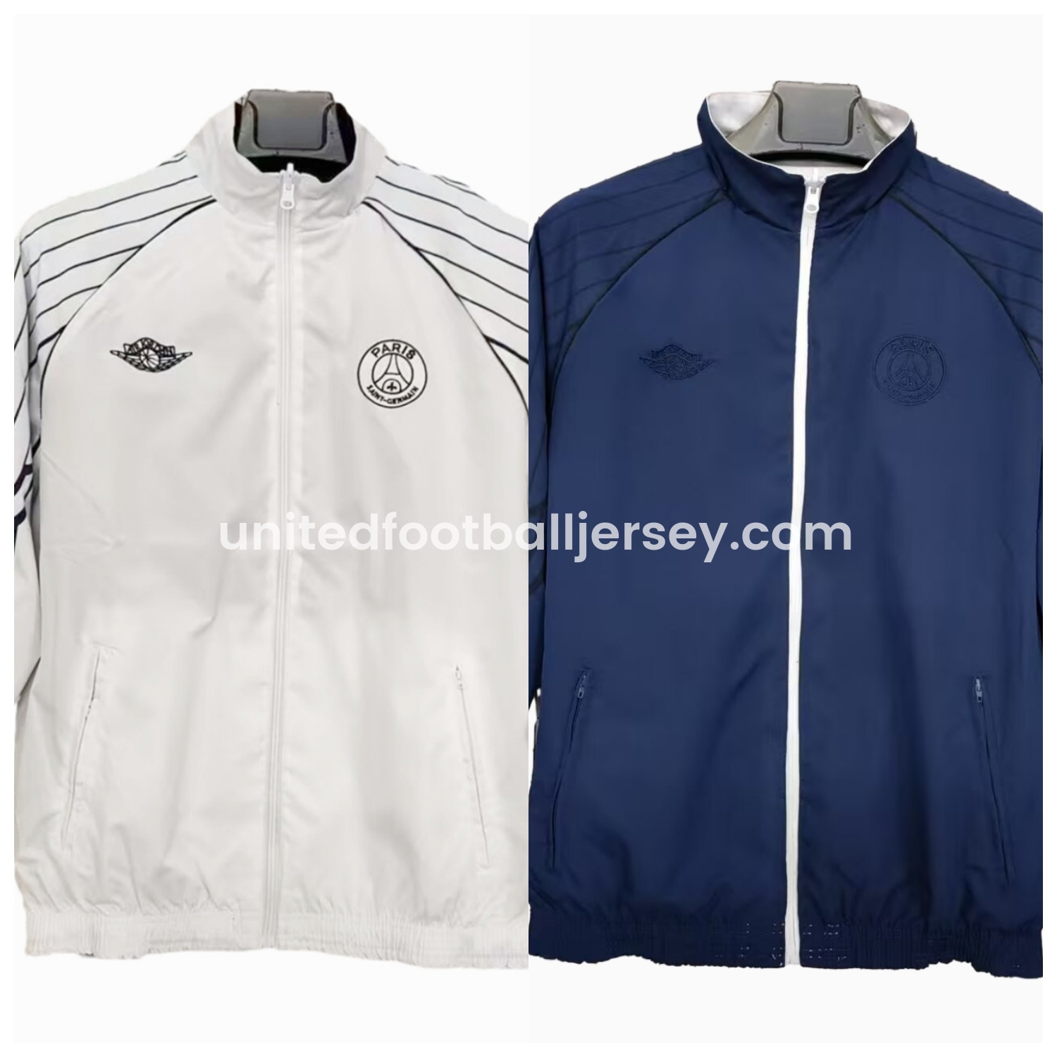 unitedfutballjersey-Paris Saint-Germain PSG 24-25 Wings Double Sided Reversible Windbreaker - White & Blue