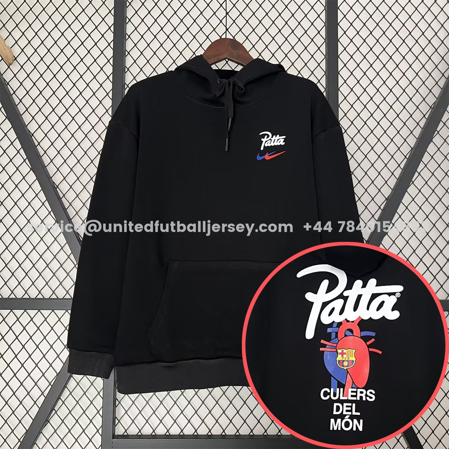 unitedfutballjersey-Barcelona x Patta 25-26 Black Unisex Pullover Hoodie