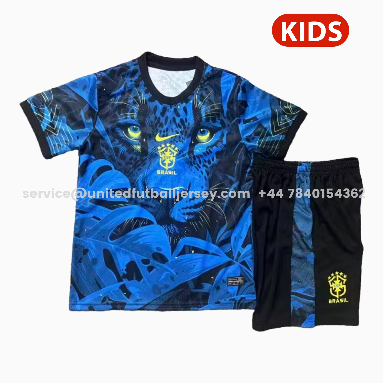 unitedfutballjersey-Brazil 25-26 Blue Leopard Special Kids Kit